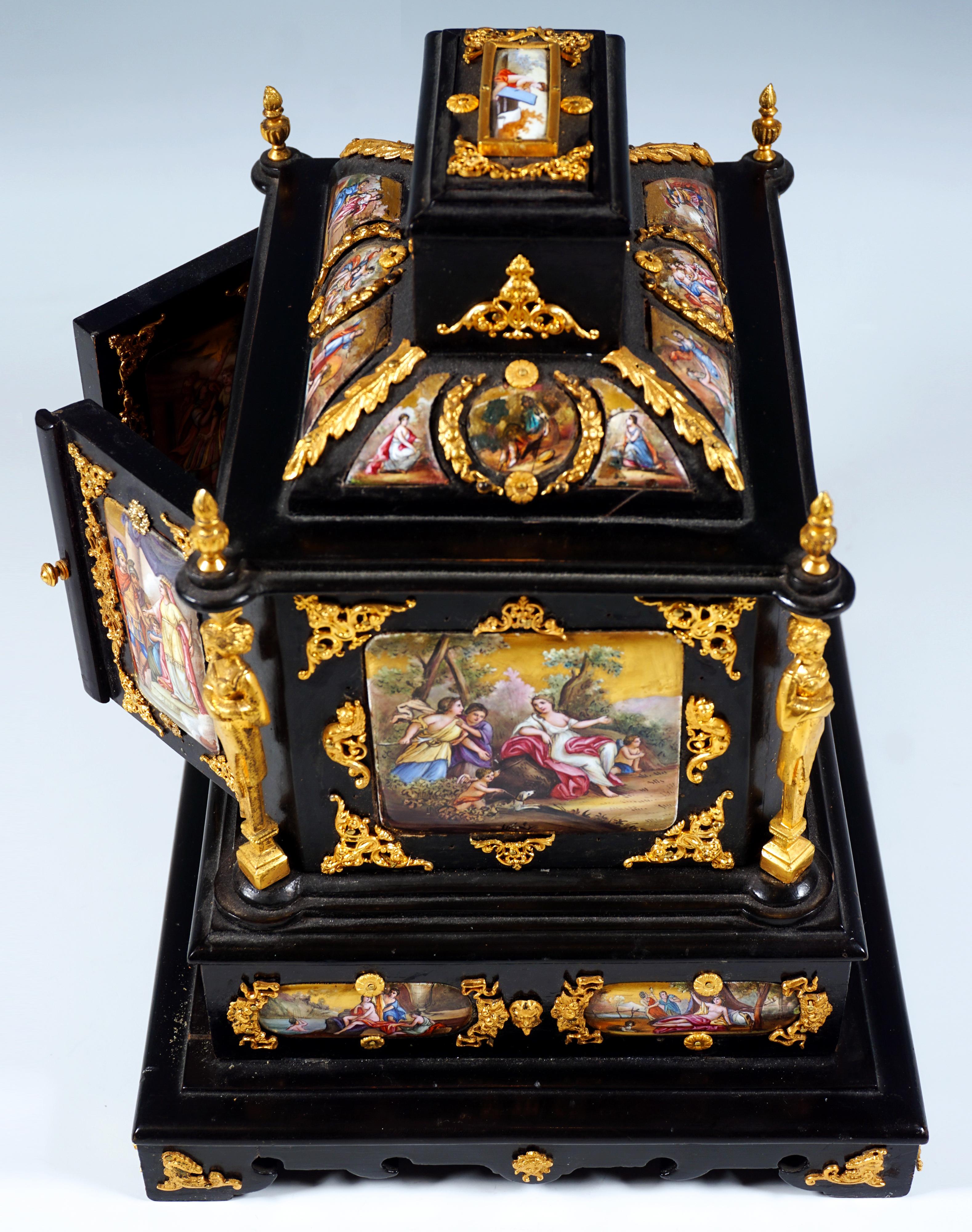 Wiener Jewell mit Emailmalerei, Bronze- und Messingbeschläge, um 1870/1880 im Angebot 8