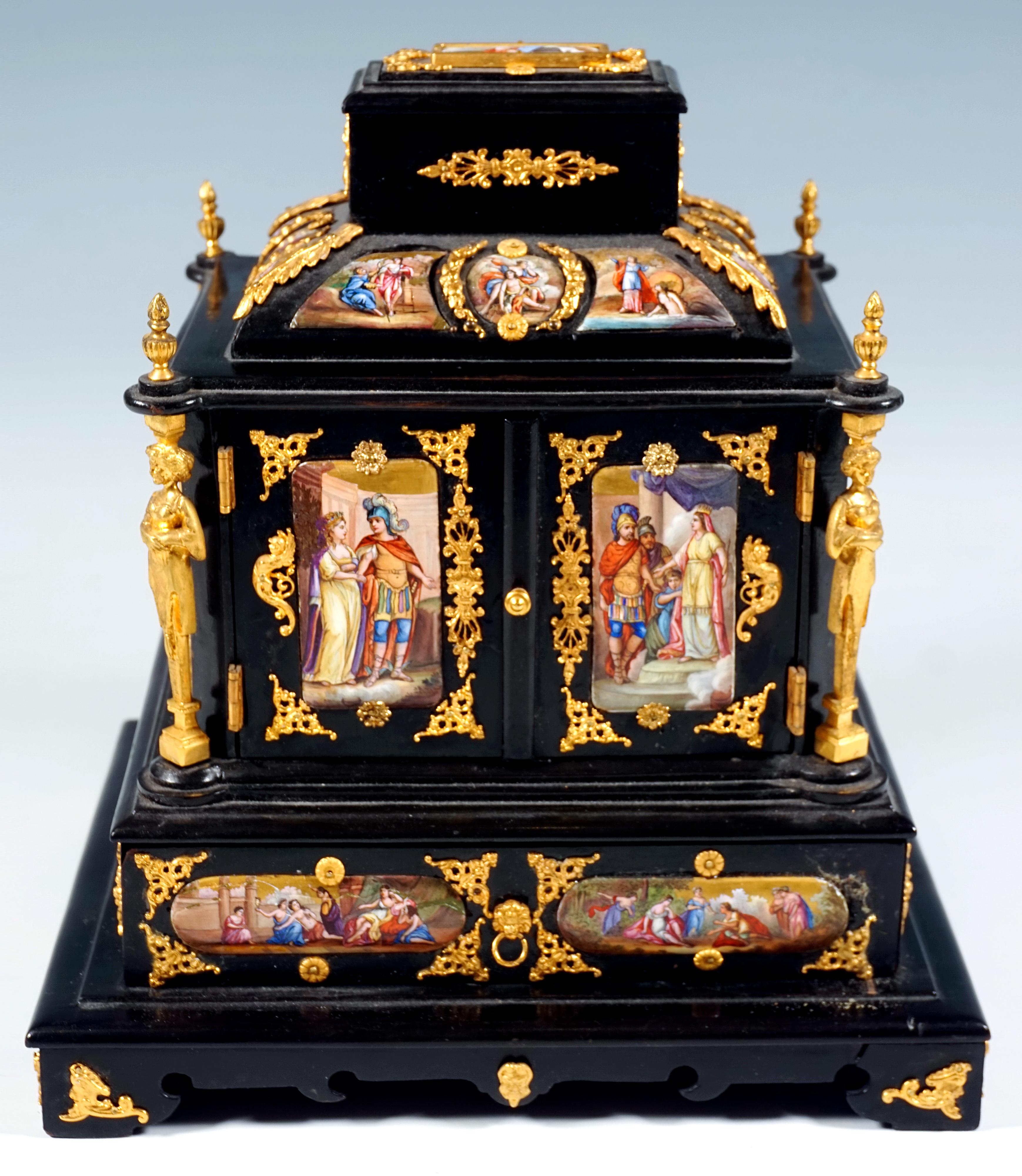 Wiener Jewell mit Emailmalerei, Bronze- und Messingbeschläge, um 1870/1880 im Angebot 10