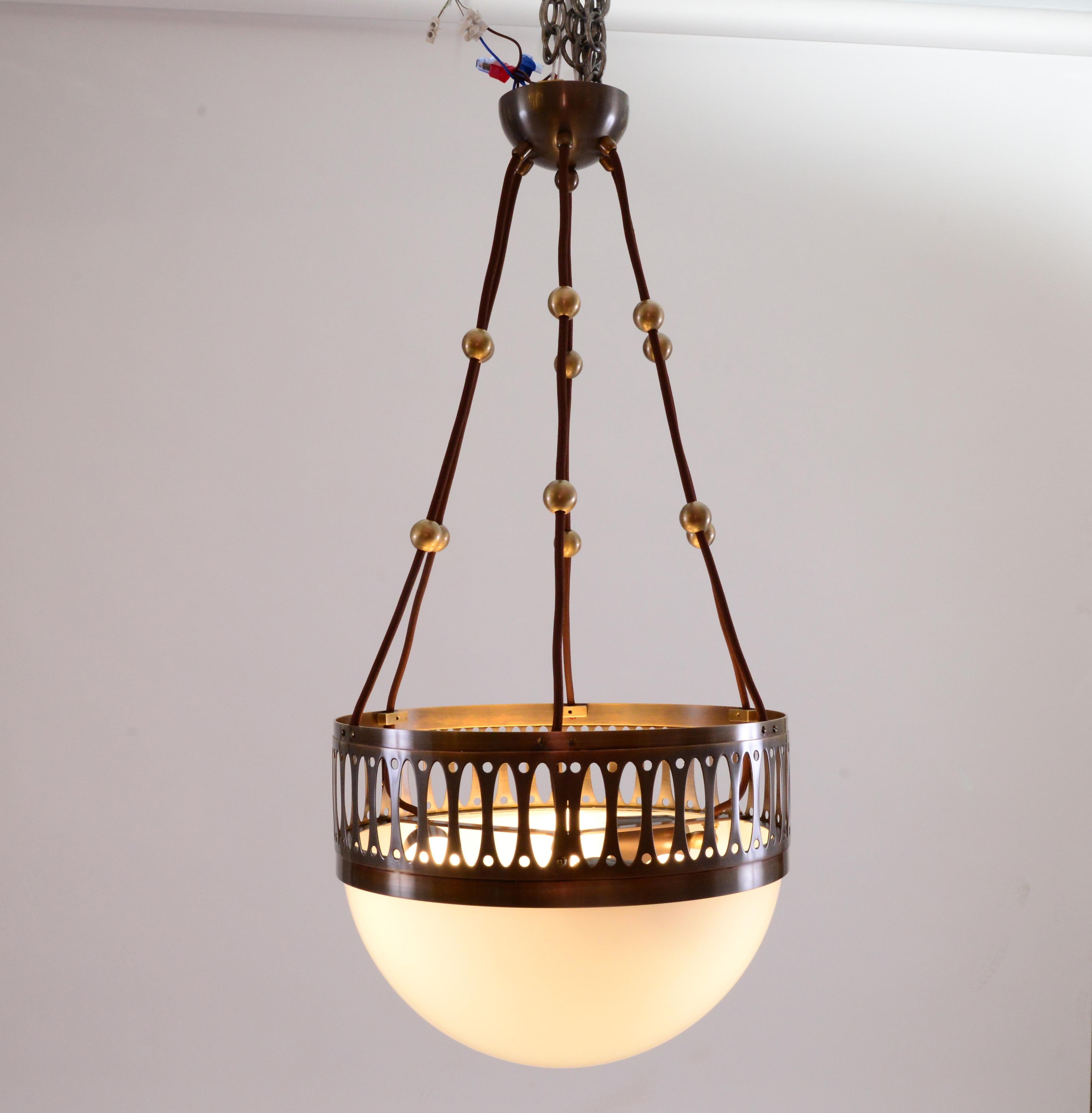 Austrian Viennese Jugendstil Chandelier Attributed Wiener Werkstaette Re-Edition For Sale