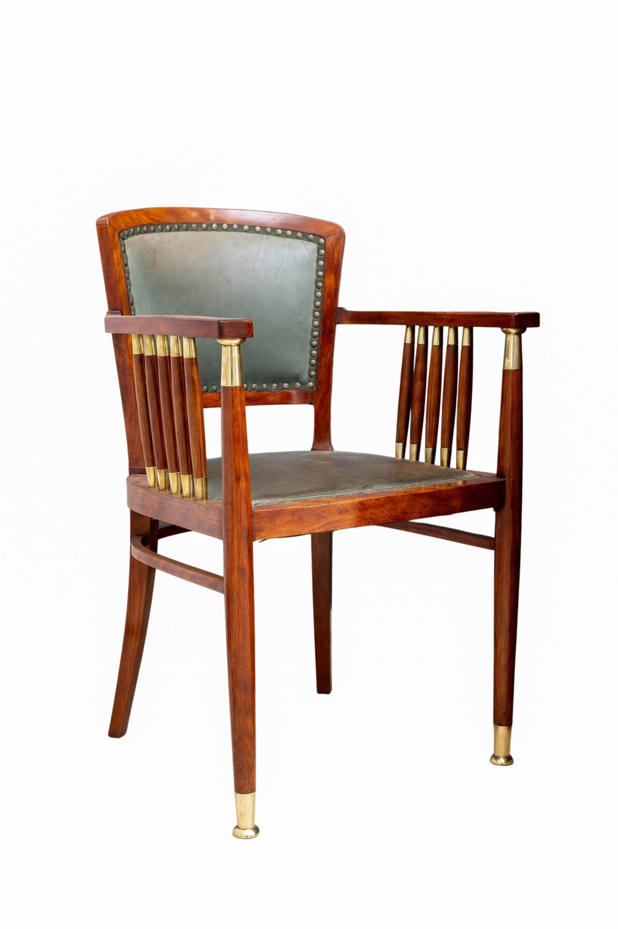 Wiener Schreibtisch und Sessel im Jugendstil J.W. Müller ca. 1905 (20. Jahrhundert) im Angebot