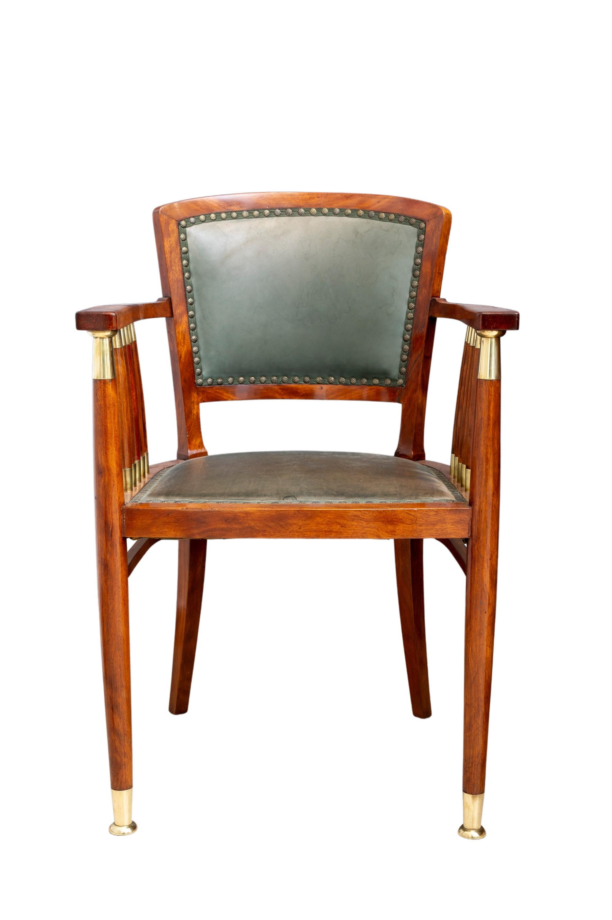 Wiener Schreibtisch und Sessel im Jugendstil J.W. Müller ca. 1905 (Mahagoni) im Angebot