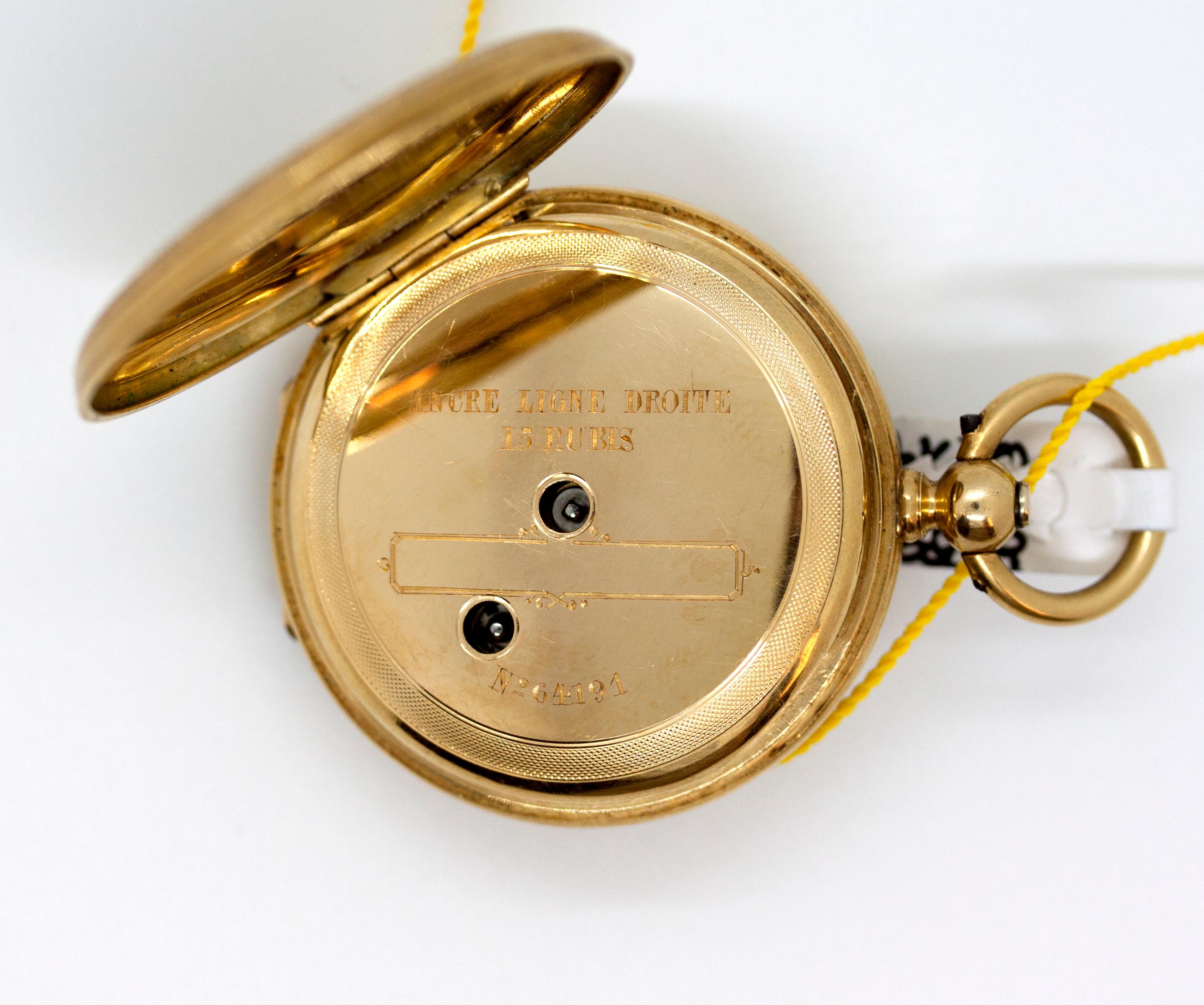 Art Nouveau Viennese Ladies 18 Karat Gold Enamel and Diamonds Pocket Watch, circa 1900