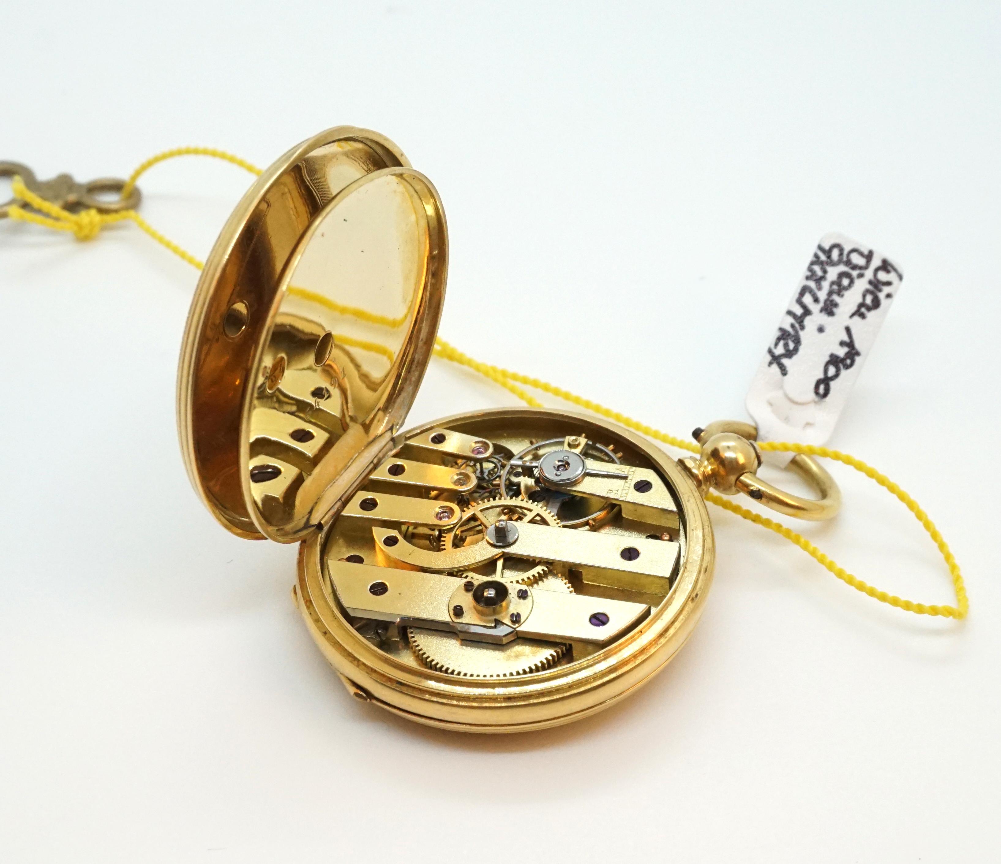 Old European Cut Viennese Ladies 18 Karat Gold Enamel and Diamonds Pocket Watch, circa 1900