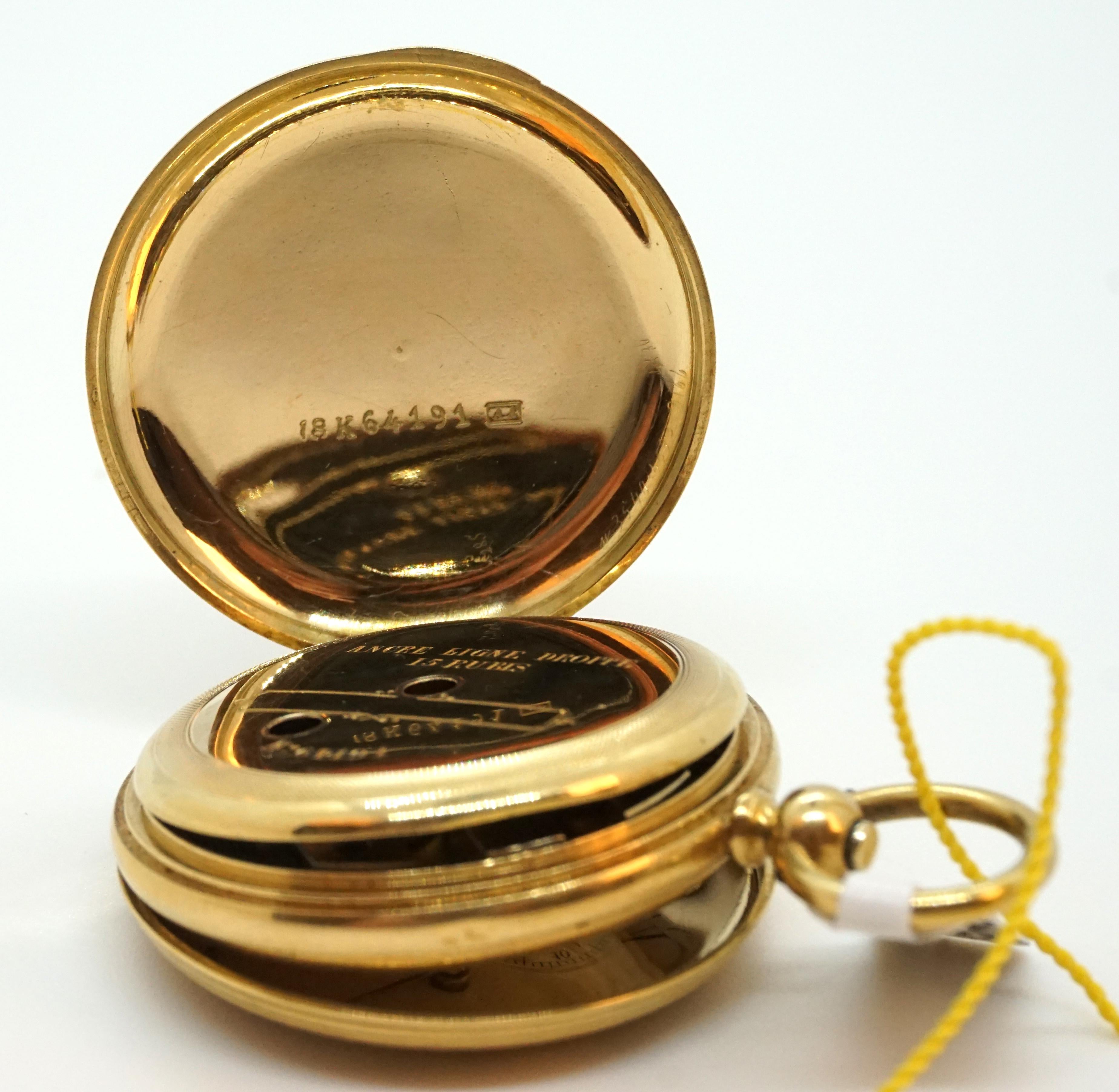 Viennese Ladies 18 Karat Gold Enamel and Diamonds Pocket Watch, circa 1900 In Excellent Condition In Vienna, AT