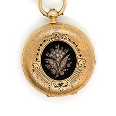 Viennese Ladies 18 Karat Gold Enamel and Diamonds Pocket Watch, circa 1900