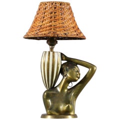 Viennese Leopold Anzengruber Bronze Negress Figure Lamp, Vienna, 1950