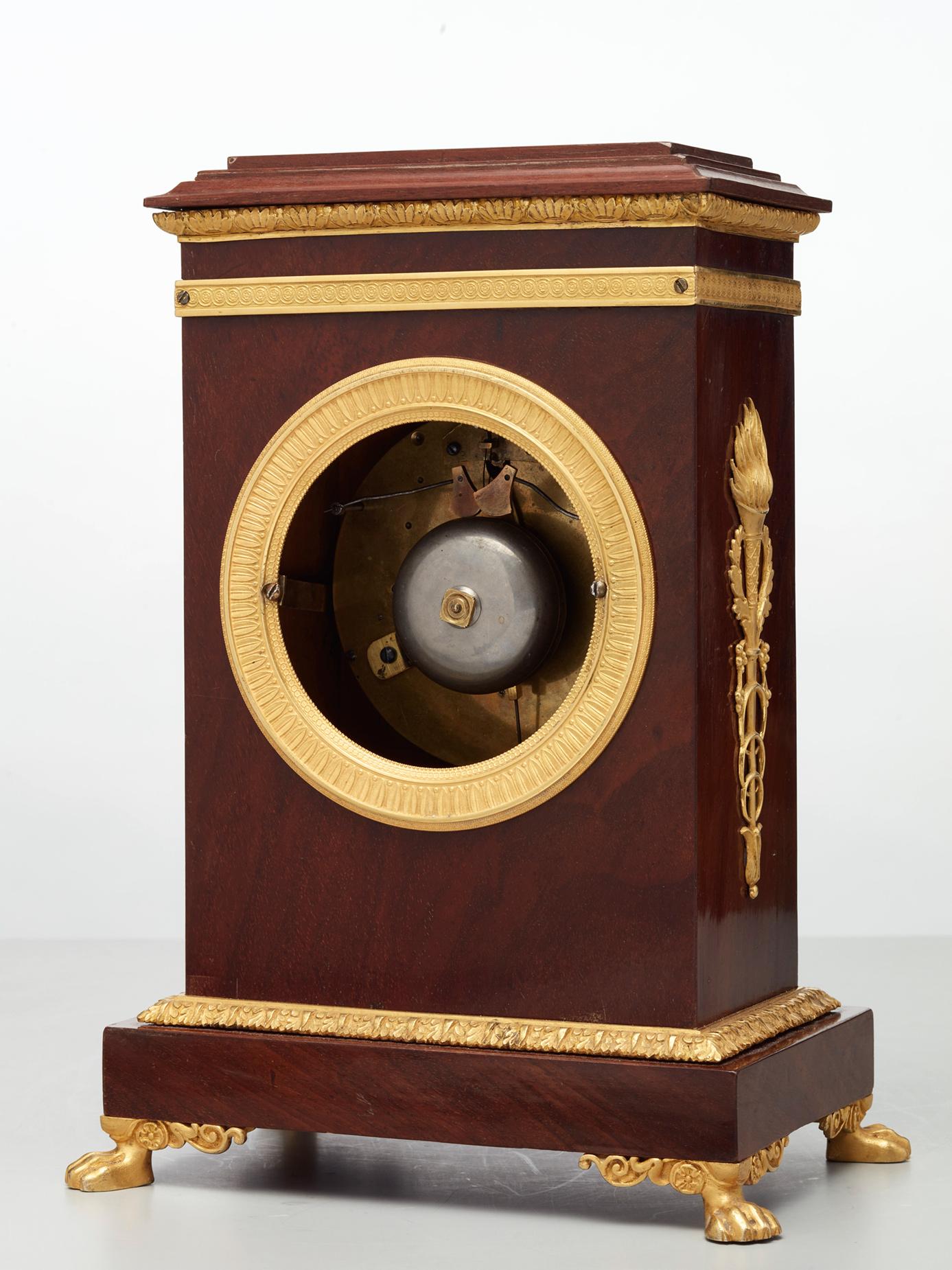 19th Century Viennese mahogany and gilt mantel clock by J Straub  For Sale
