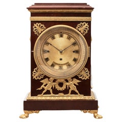 Antique Viennese mahogany and gilt mantel clock by J Straub 