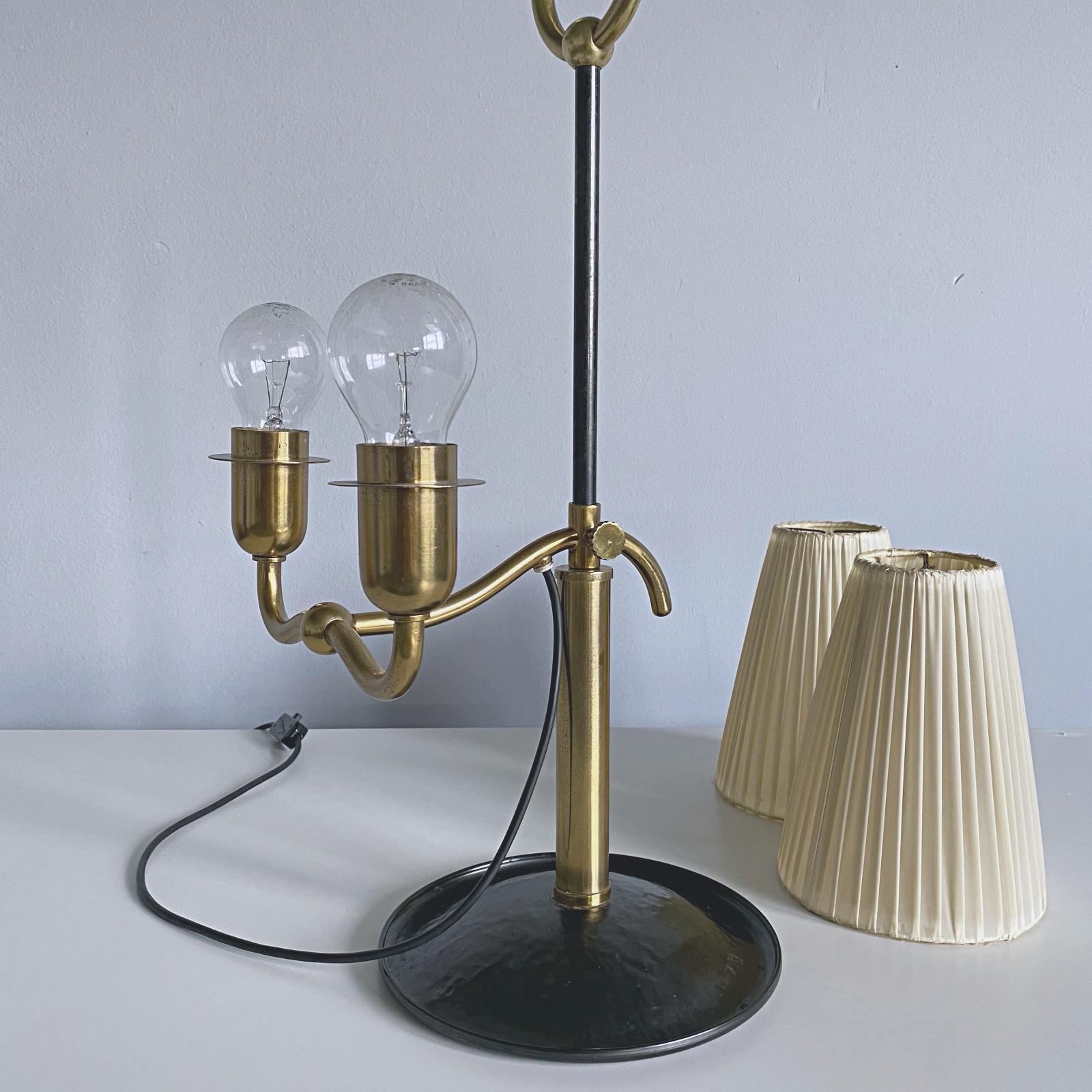 Josef Frank Two Light Brass Table Lamp, Viennese Modern Age, Austria For Sale 10