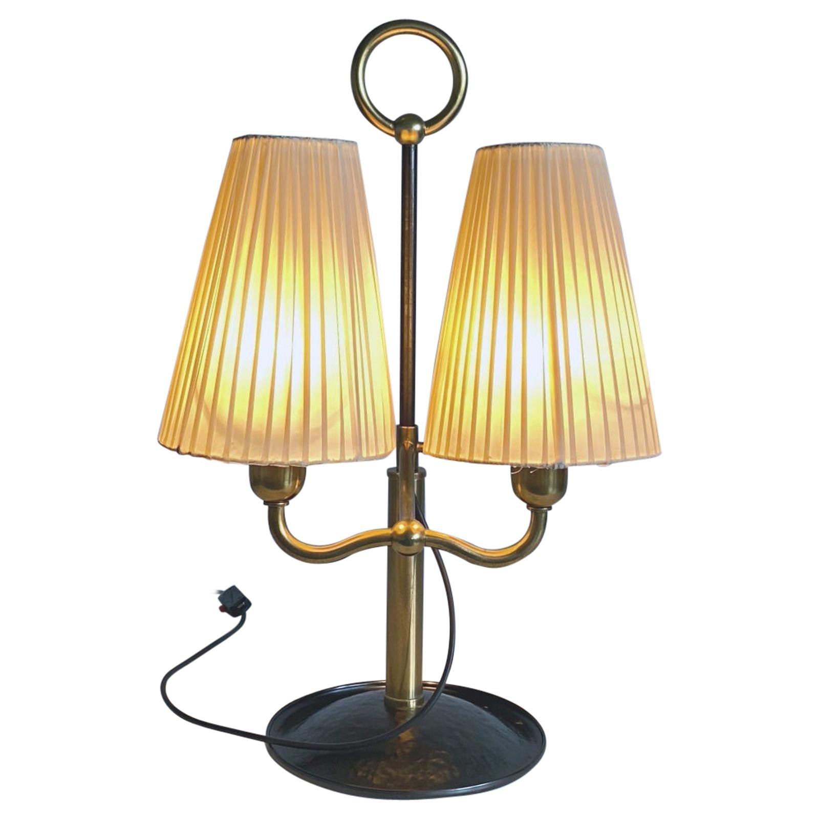 Josef Frank Two Light Brass Table Lamp, Viennese Modern Age, Austria For Sale