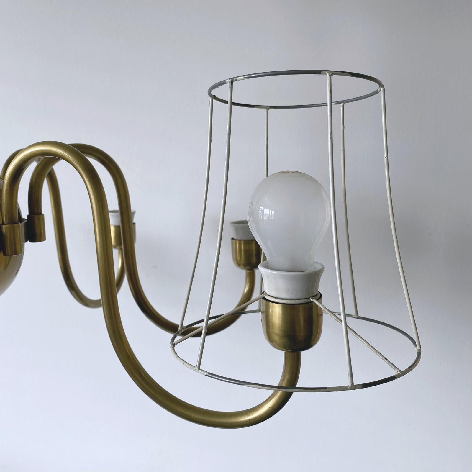 Hugo Gorge Eight-Light Brass Chandelier, Viennese Modern Age, 1930s, Austria 9