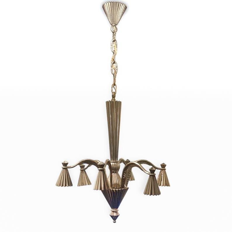 Early 20th Century Dagobert Peche Viennese Modernist Chandelier circa 1910 For Sale