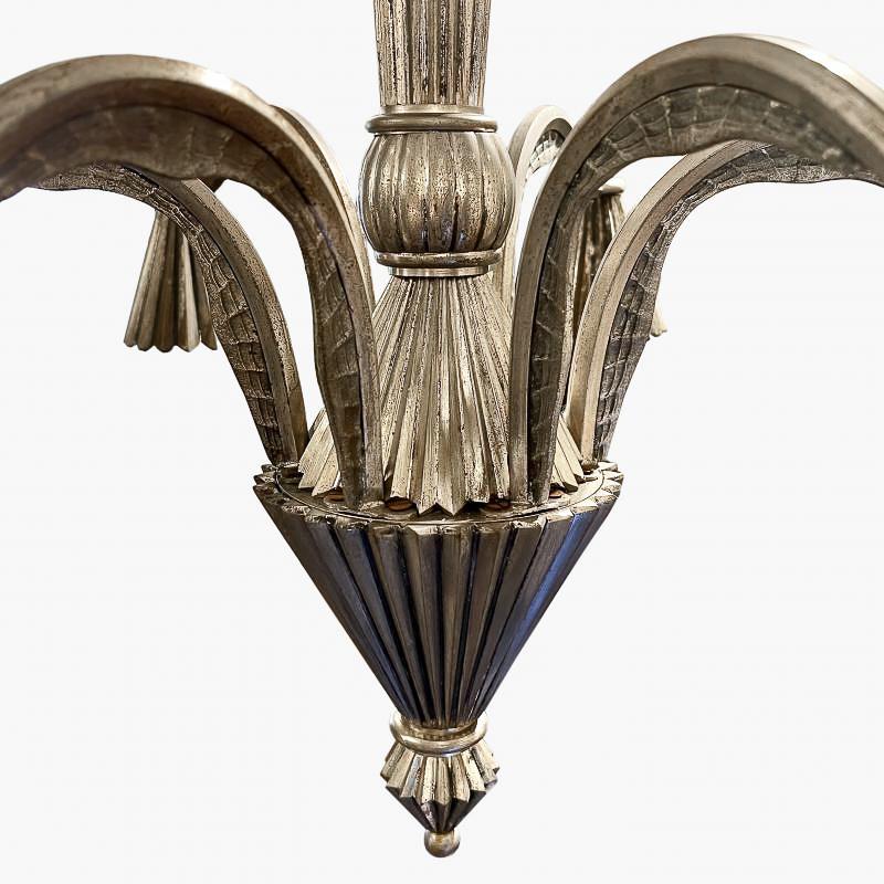 Vienna Secession Viennese Modernist Steel Chandelier by Dagobert Peche, 1910s For Sale