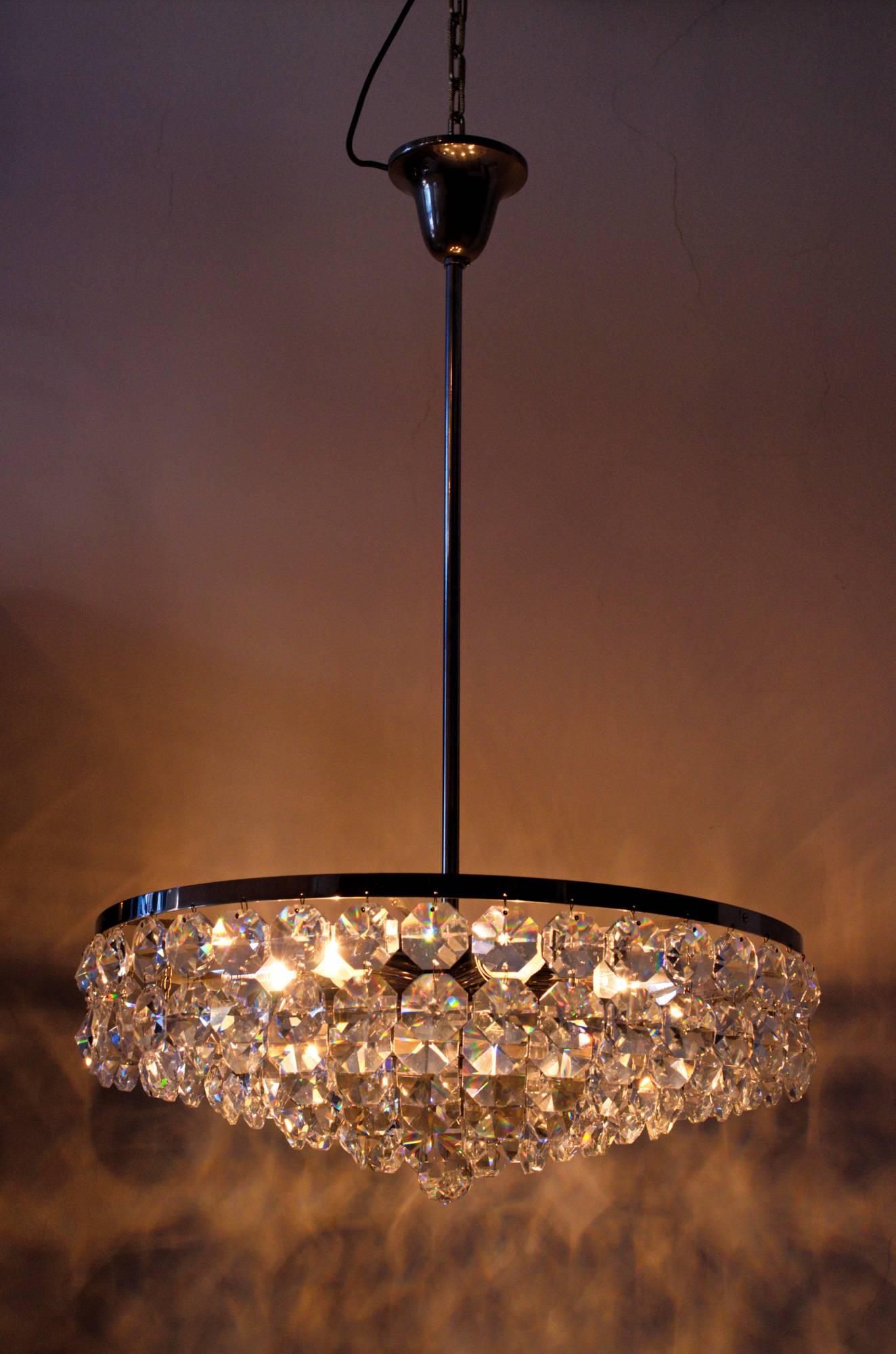 Viennese Nickel Crystal Chandelier, circa 1960s For Sale 5