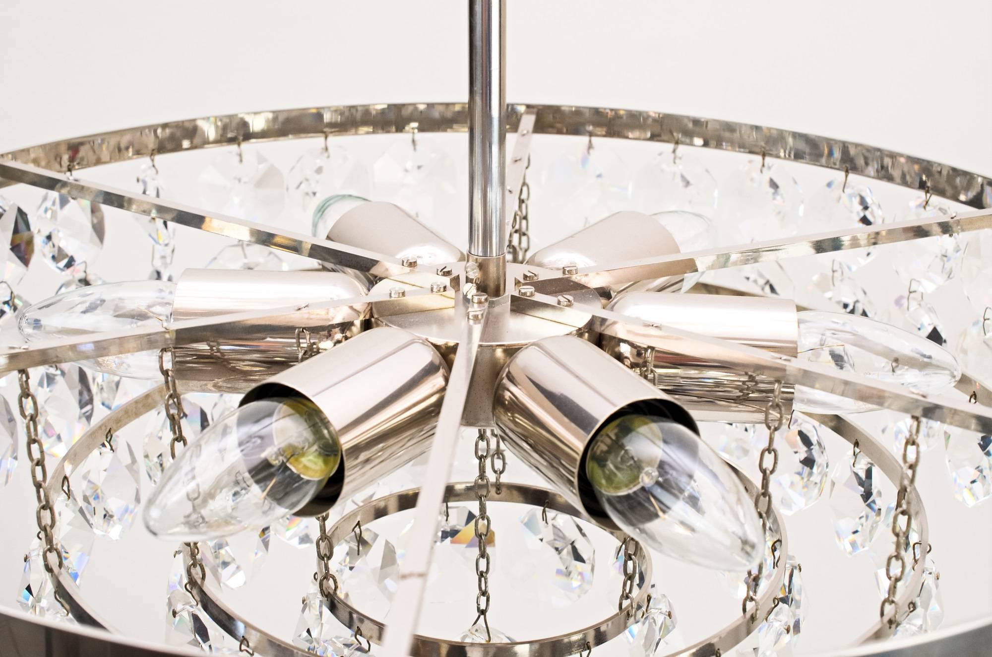 Mid-20th Century Viennese Nickel Crystal Chandelier, circa 1960s For Sale