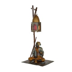 Viennese Orientalist Cold-Painted Bronze Figurative Lamp