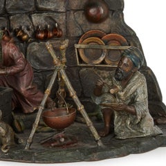 Viennese Orientalist Cold-Painted Bronze Lamp by Bergman