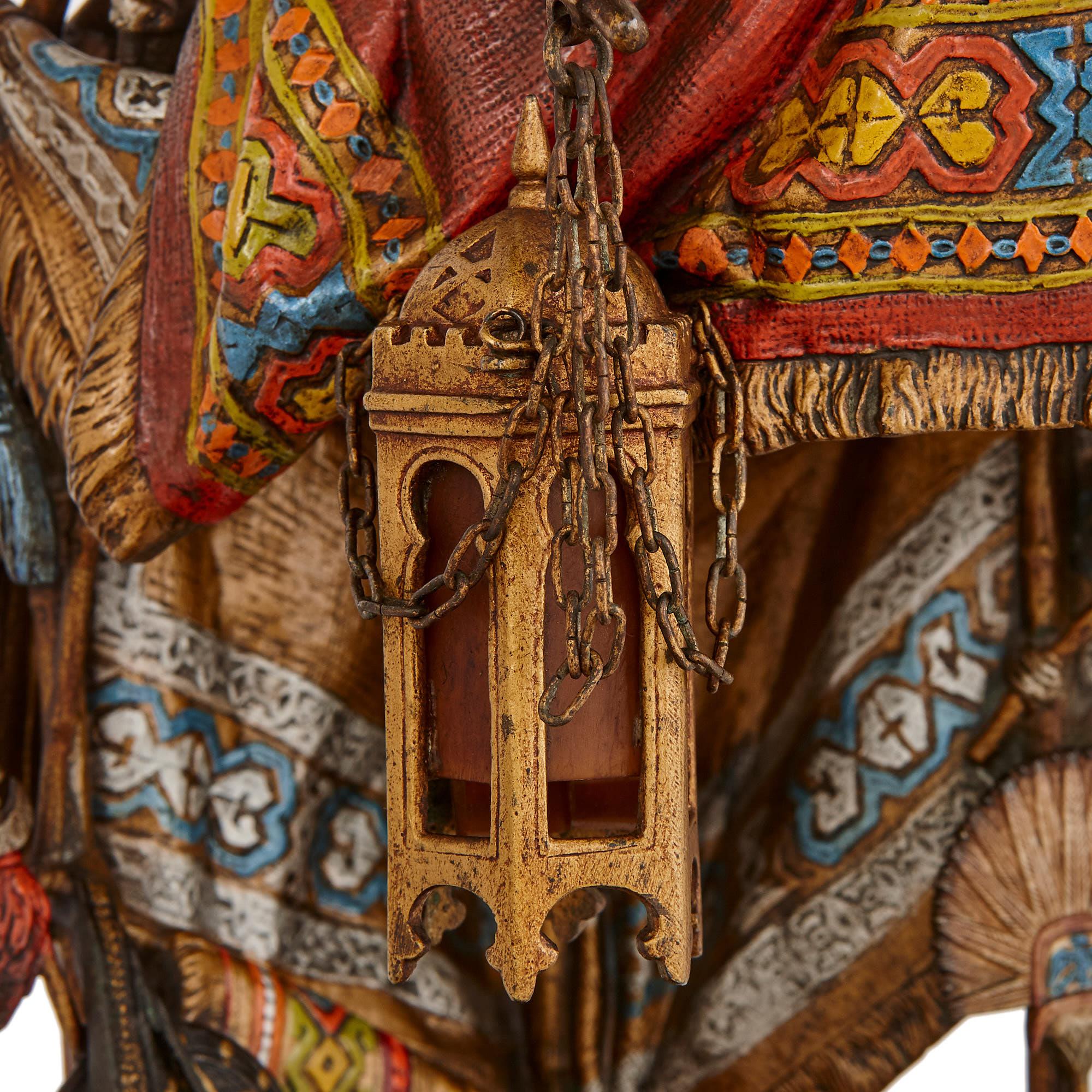 Viennese Orientalist Cold-Painted Bronze Lamp by Chotka In Good Condition In London, GB