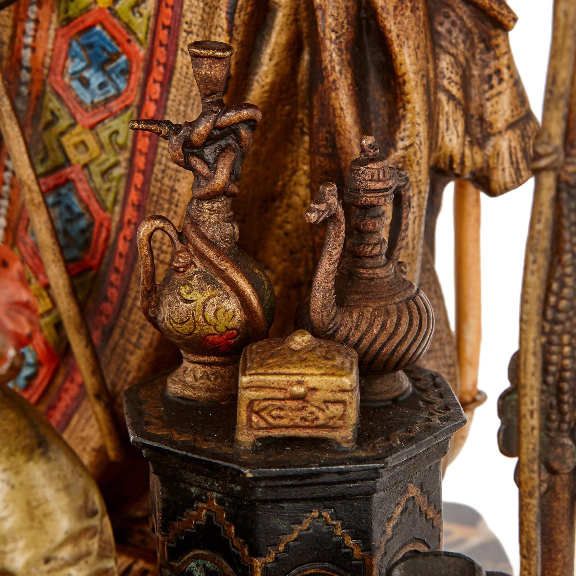 20th Century Viennese Orientalist Cold-Painted Bronze Lamp by Chotka