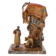Viennese Orientalist Cold-Painted Bronze Lamp by Chotka