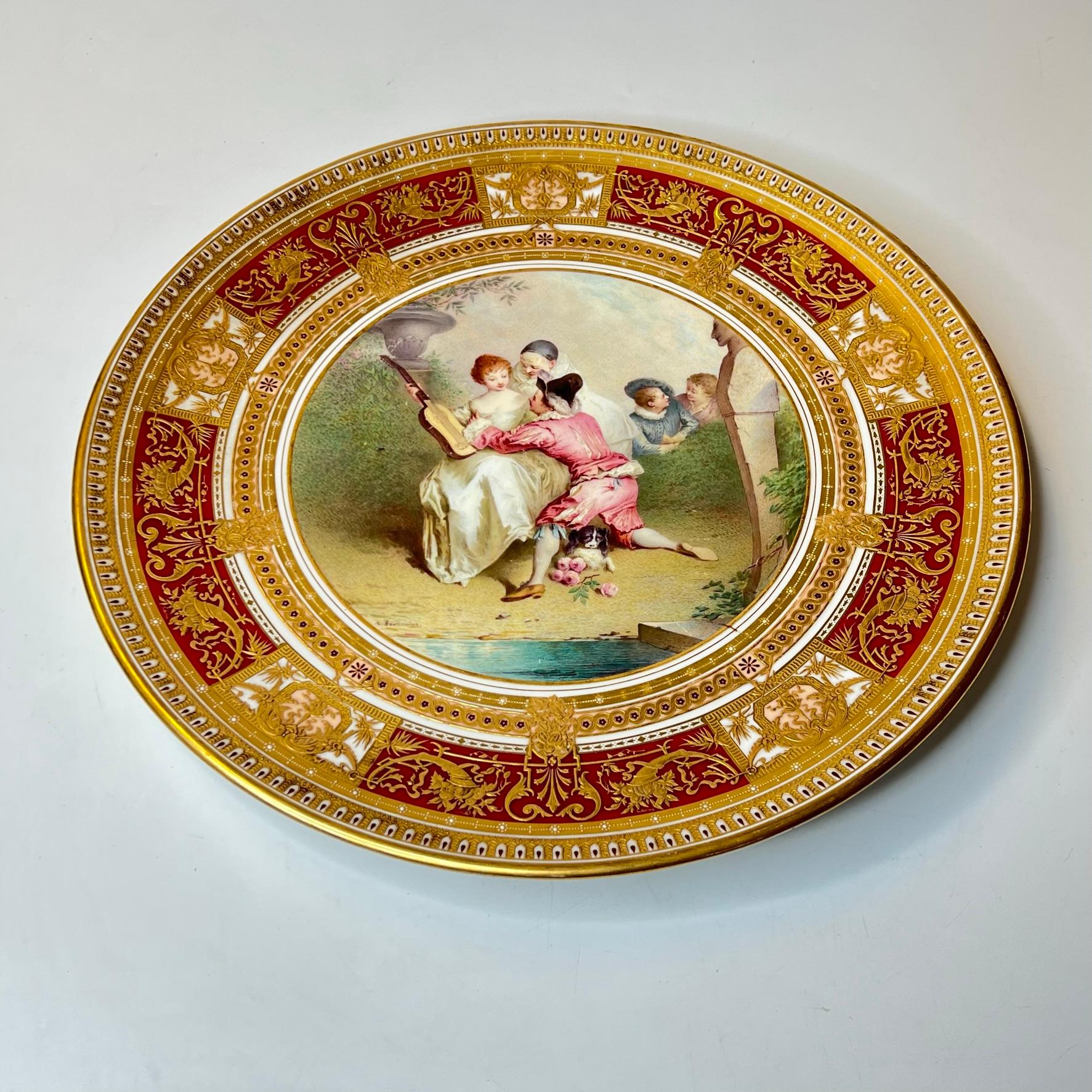 Austrian Viennese Porcelain Charger by Antonin Boullemier (1840-1900) For Sale