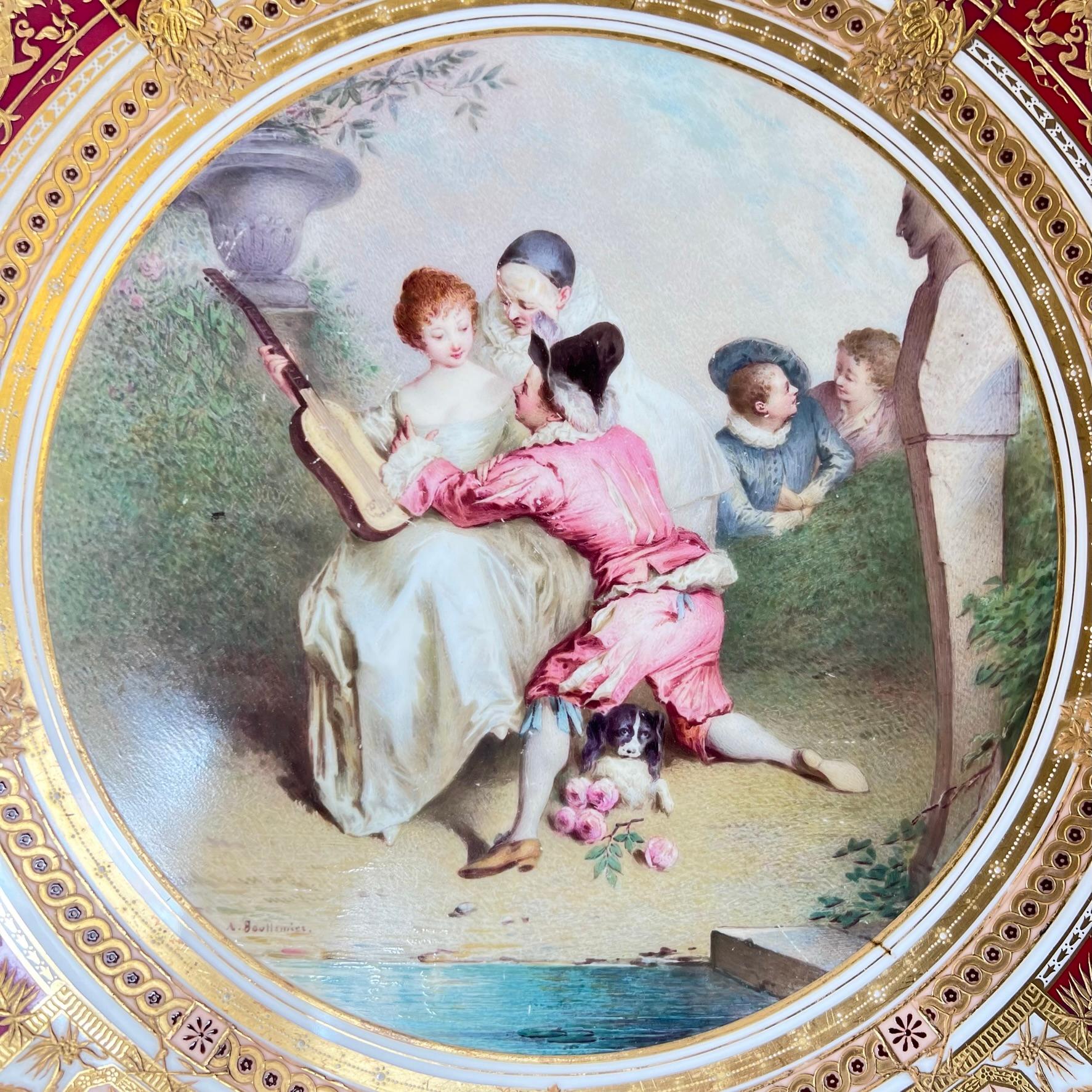 Gilt Viennese Porcelain Charger by Antonin Boullemier (1840-1900) For Sale