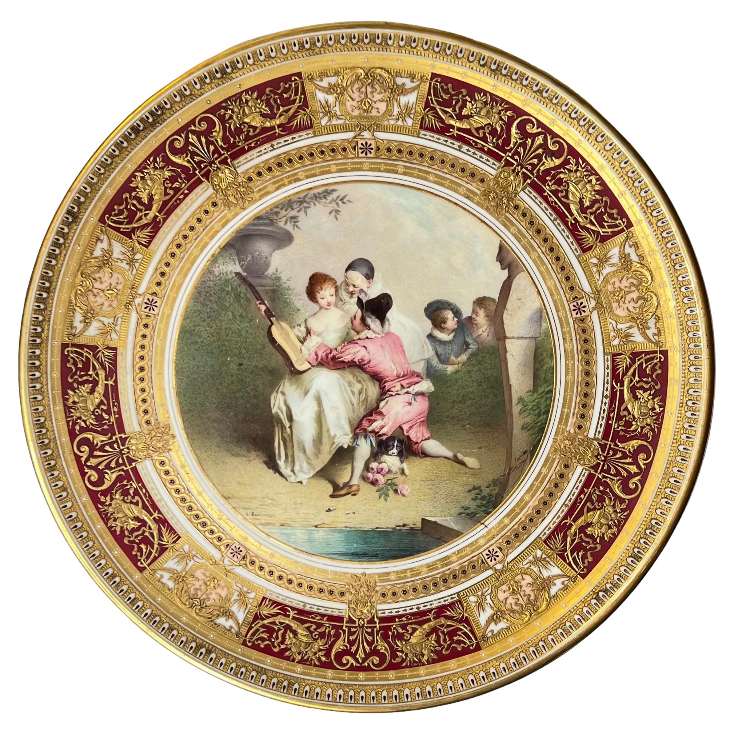 Viennese Porcelain Charger by Antonin Boullemier (1840-1900) For Sale