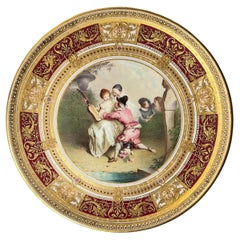Antique Viennese Porcelain Charger by Antonin Boullemier (1840-1900)