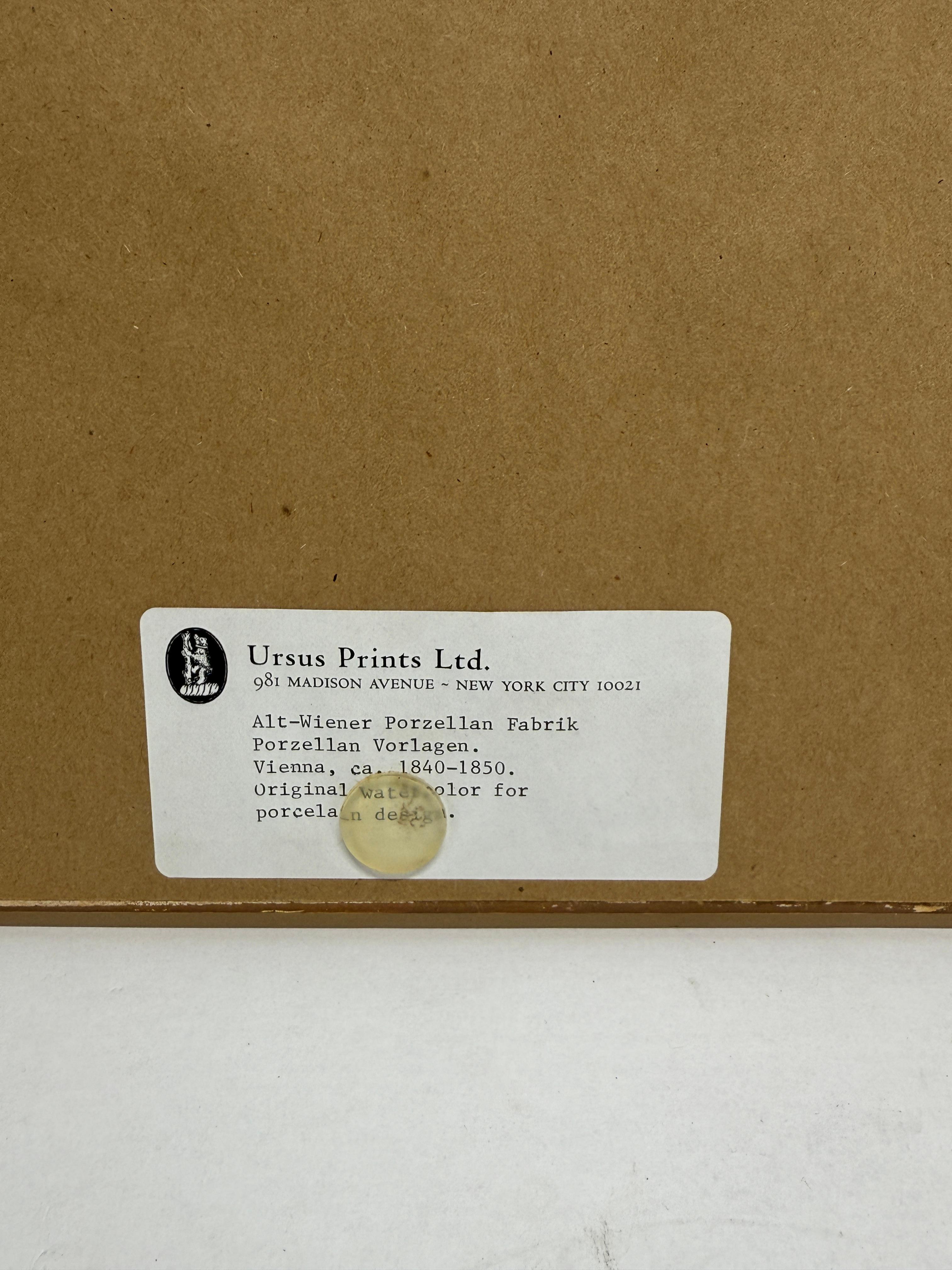 Acuarela de diseño de porcelana vienesa, Alt-Wiener Porzellan Fabrik, ca. 1840-1850 en venta 1