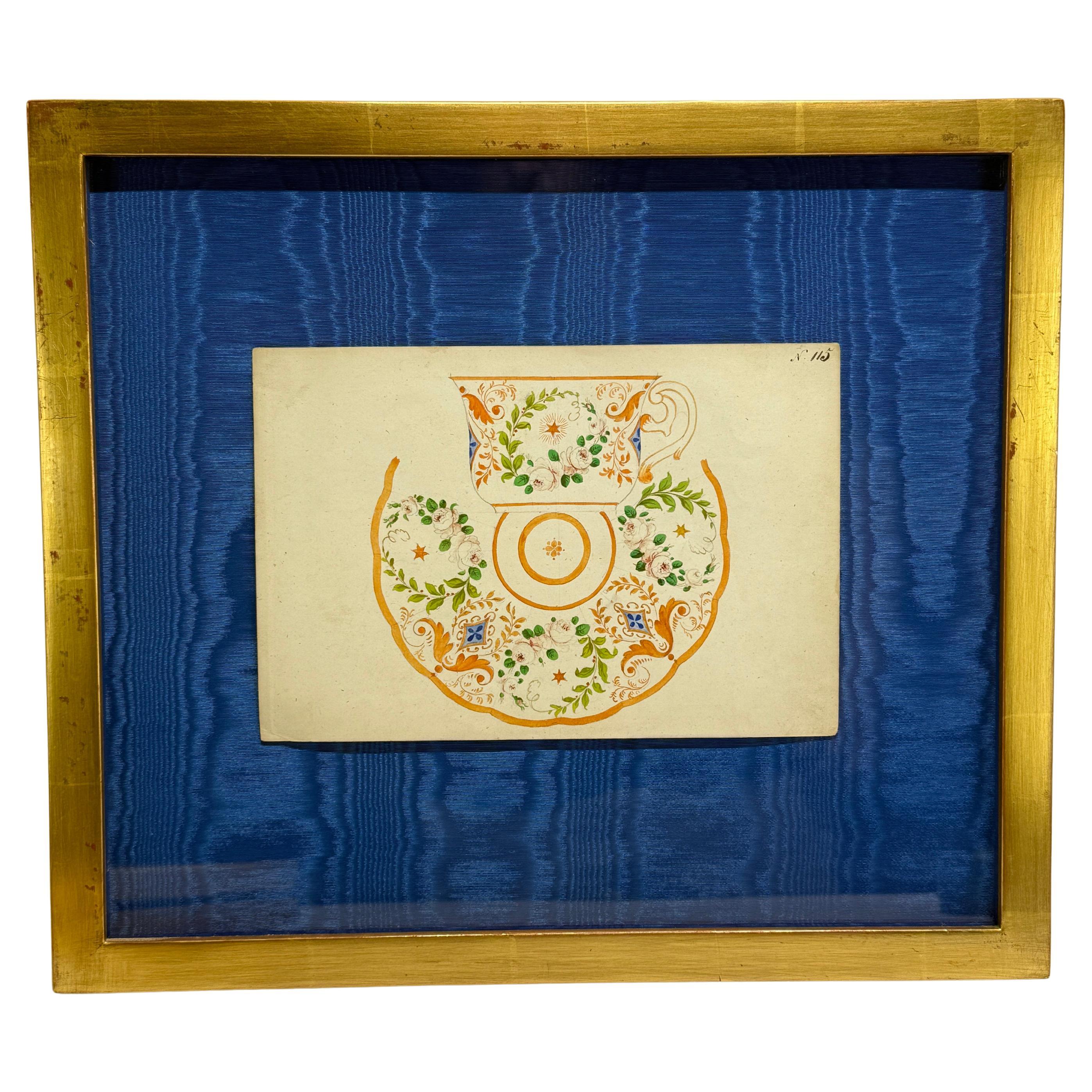 Viennese Porcelain Design Watercolor, Alt-Wiener Porzellan Fabrik, ca. 1840–1850