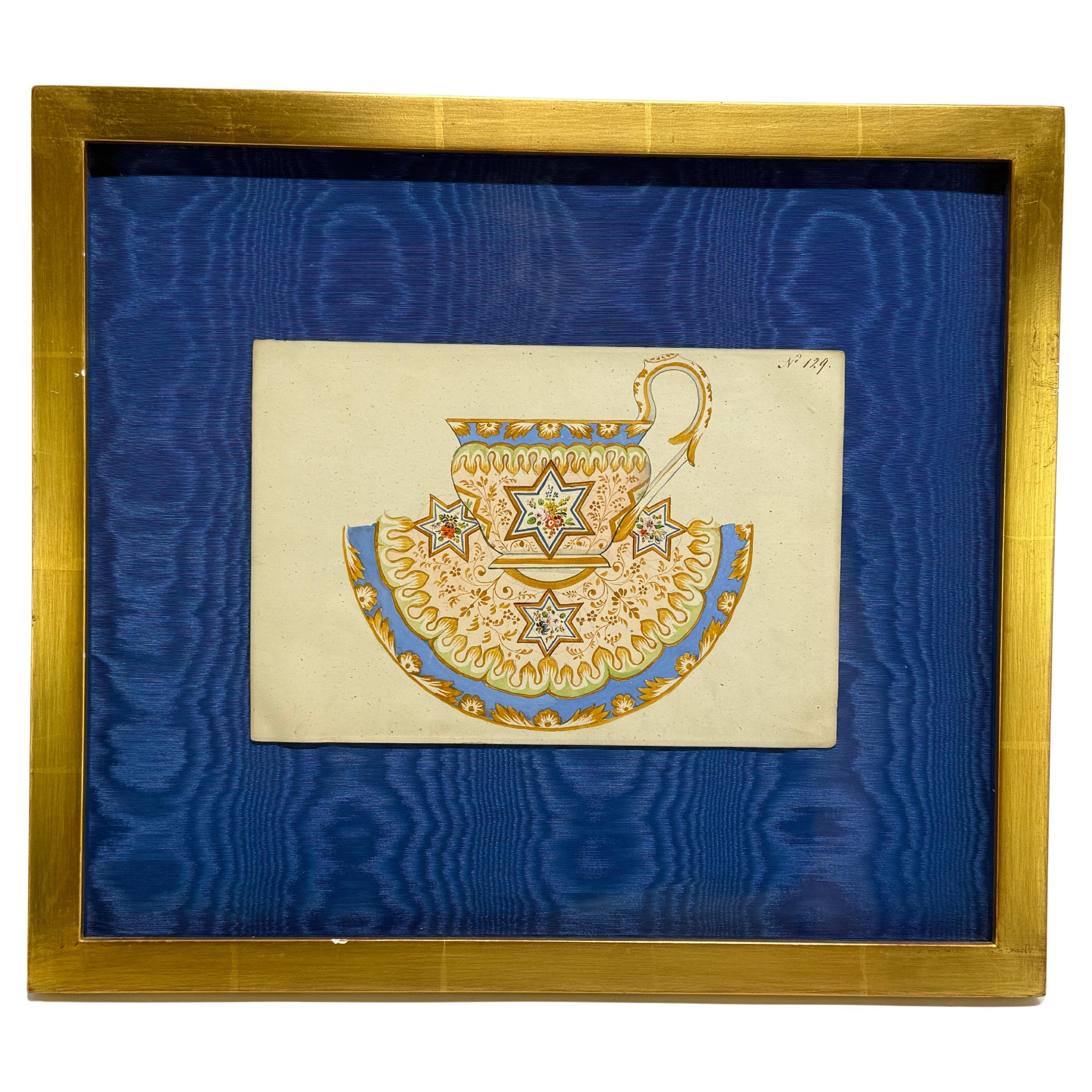 Viennese Porcelain Design Watercolor, Alt-Wiener Porzellan Fabrik, ca. 1840–1850