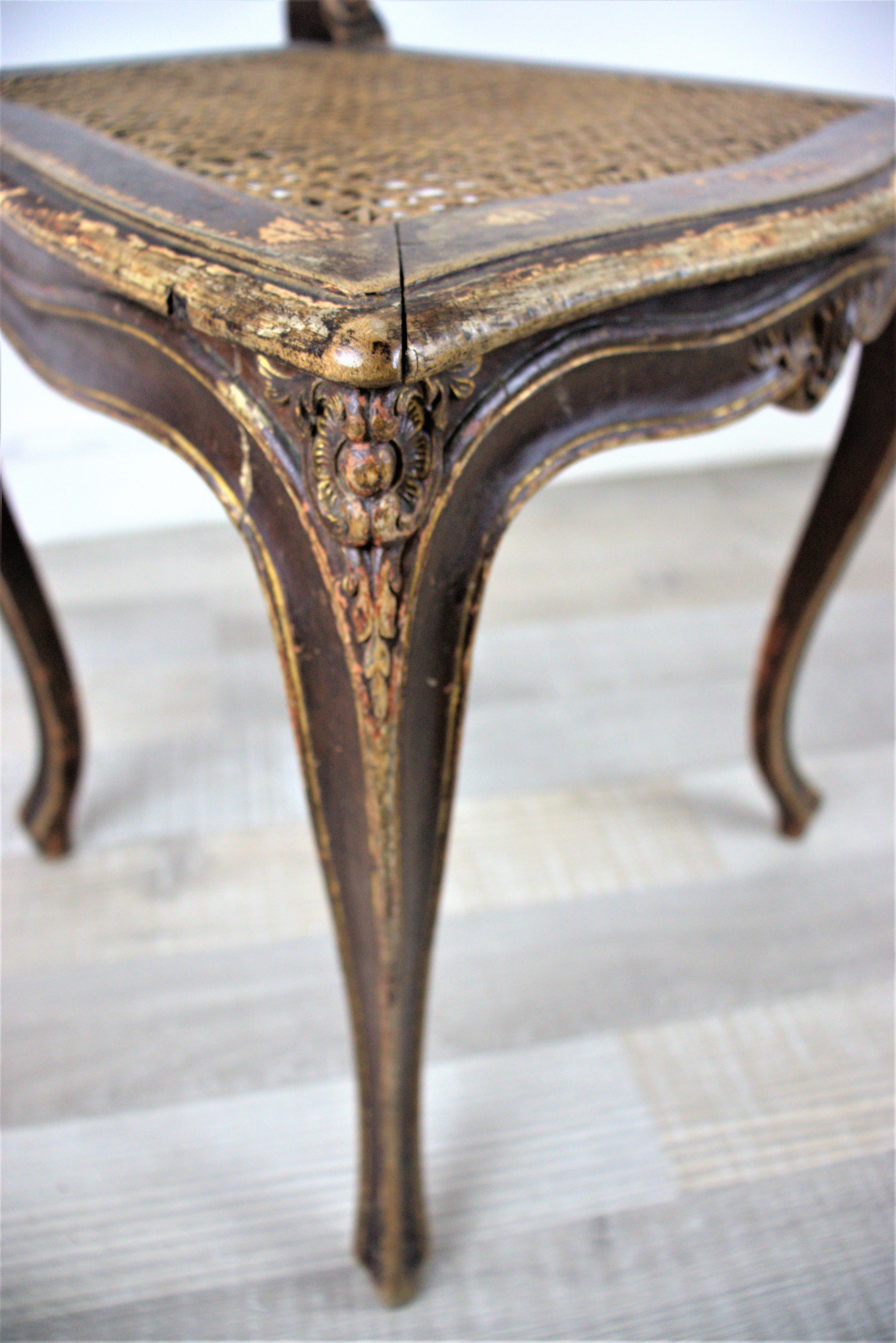 Viennese Reed Rococo Chair In Fair Condition For Sale In Budapest, HU