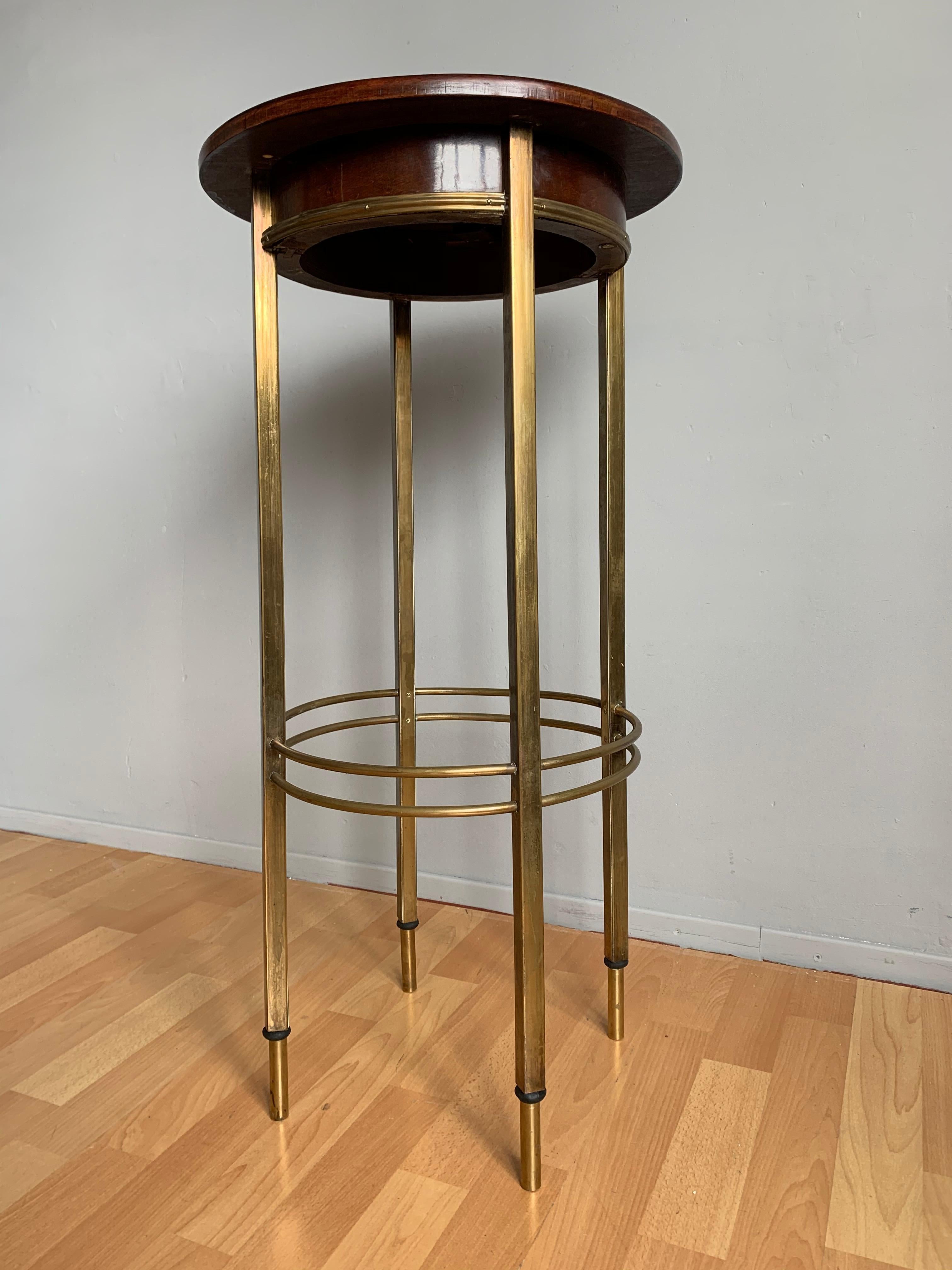 Arts and Crafts Viennese Secession Brass and Wood Pedestal or Display Stand by Ernst Rockhausen