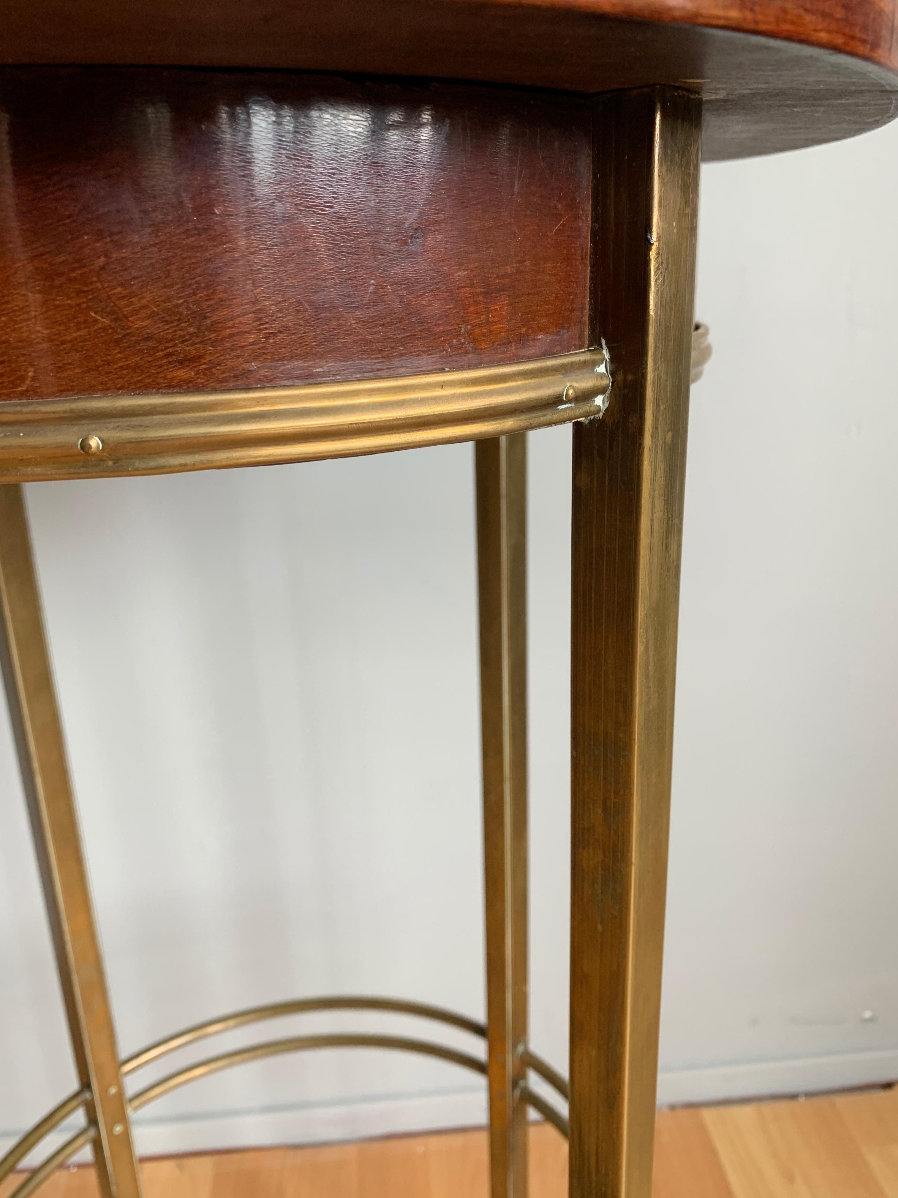 Viennese Secession Brass and Wood Pedestal or Display Stand by Ernst Rockhausen In Good Condition In Lisse, NL