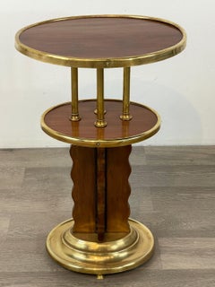 Viennese Secession Brass Mounted Hardwood Side Table, Austria C. 1920