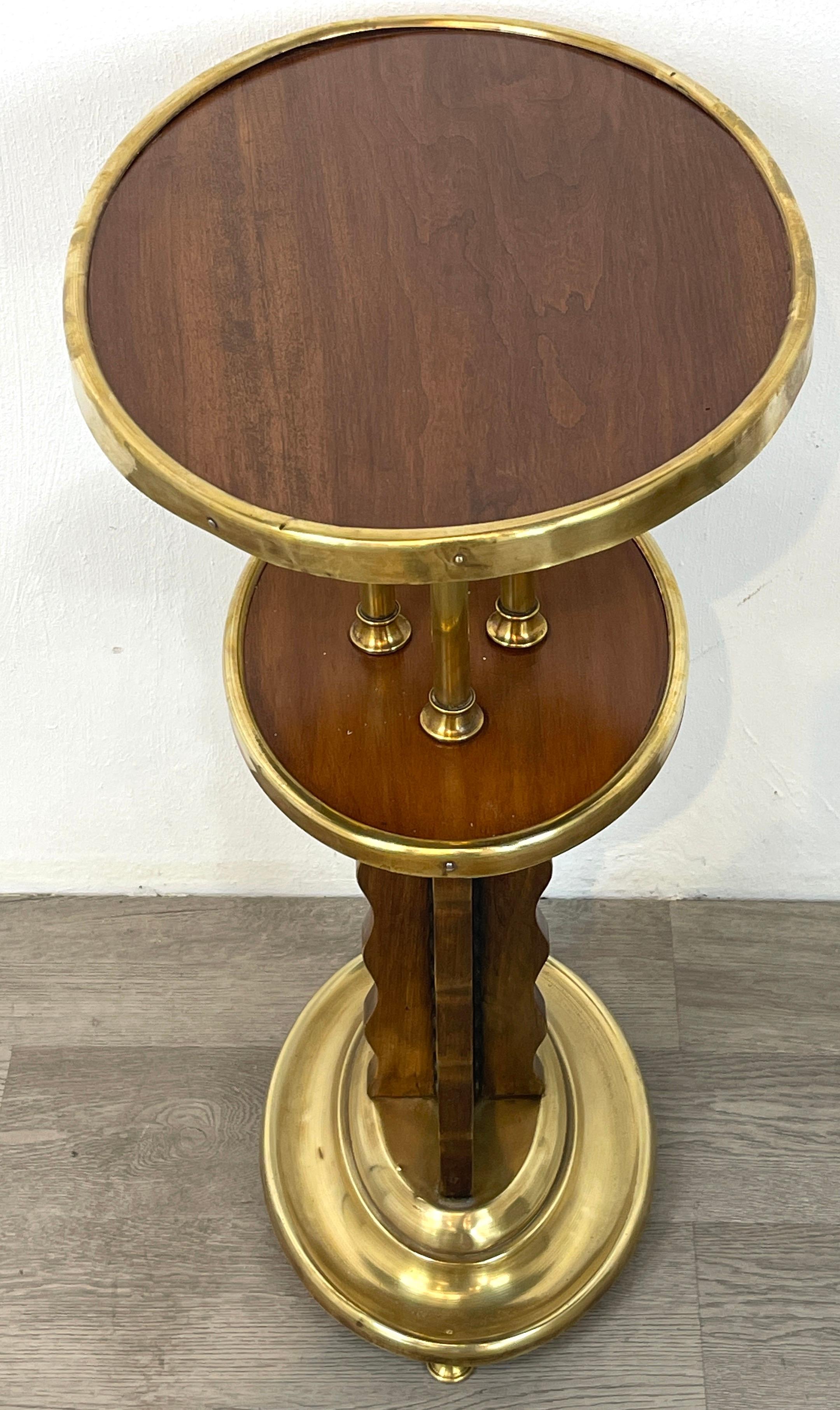 Early 20th Century Viennese Secession Brass Mounted Hardwood Side Table, Austria C. 1920 For Sale