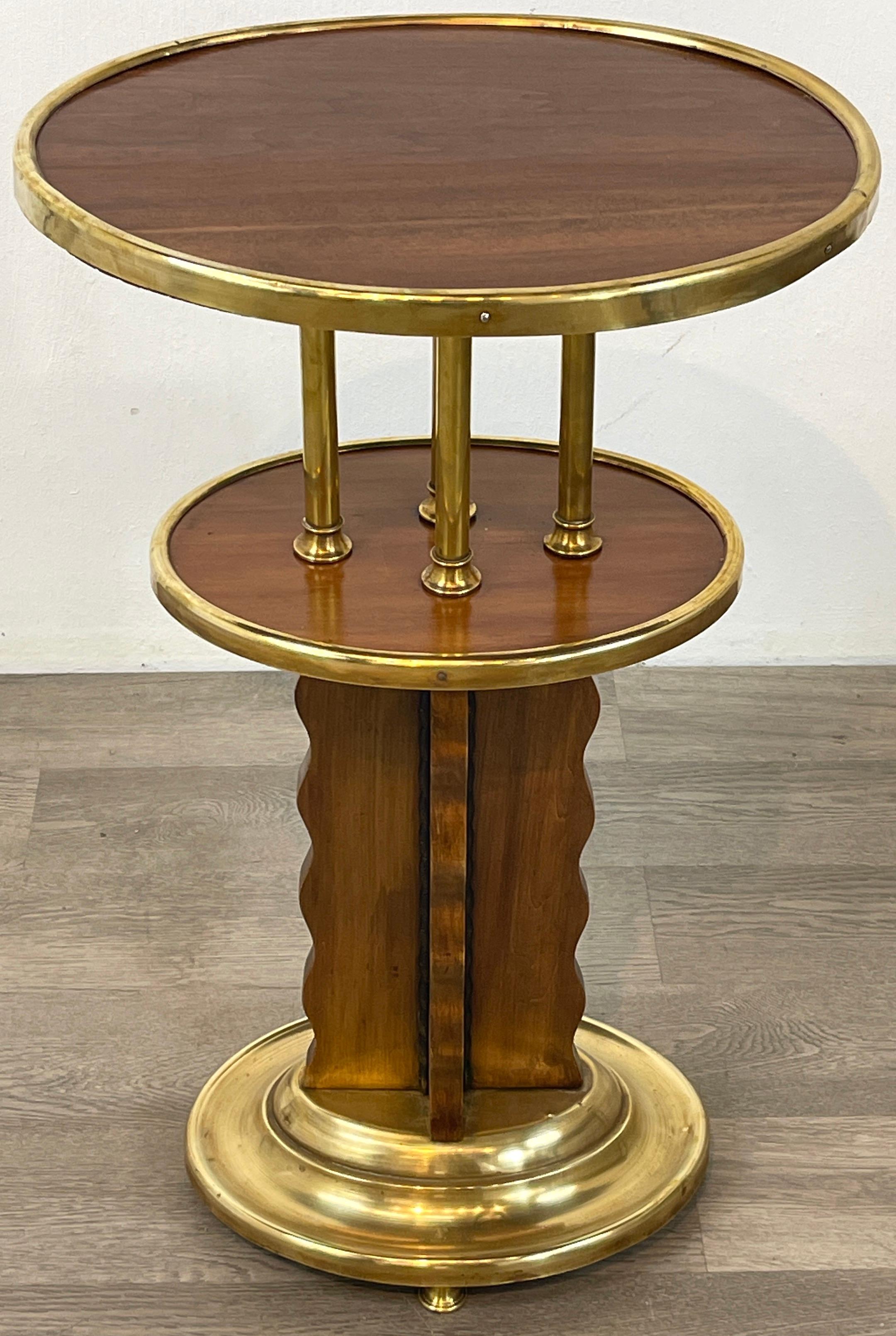 Viennese Secession Brass Mounted Hardwood Side Table, Austria C. 1920 For Sale 1