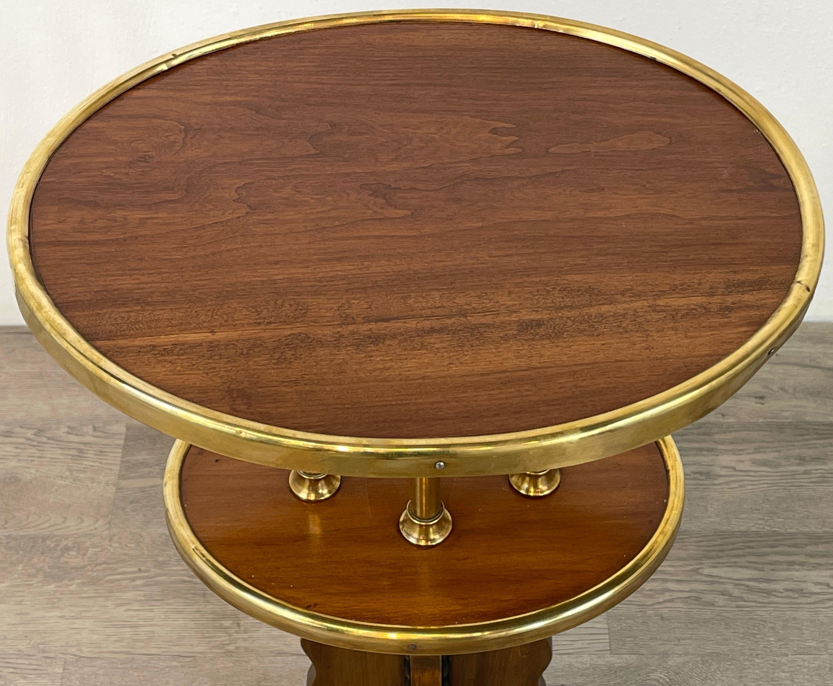 Viennese Secession Brass Mounted Hardwood Side Table, Austria C. 1920 In Good Condition For Sale In West Palm Beach, FL