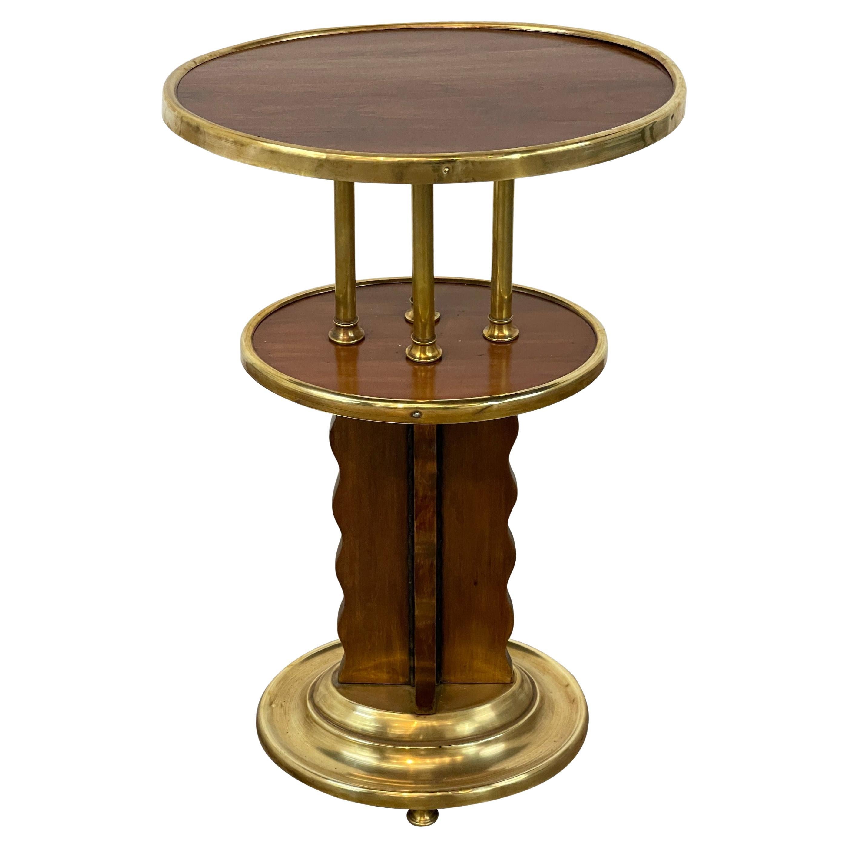 Viennese Secession Brass Mounted Hardwood Side Table, Austria C. 1920