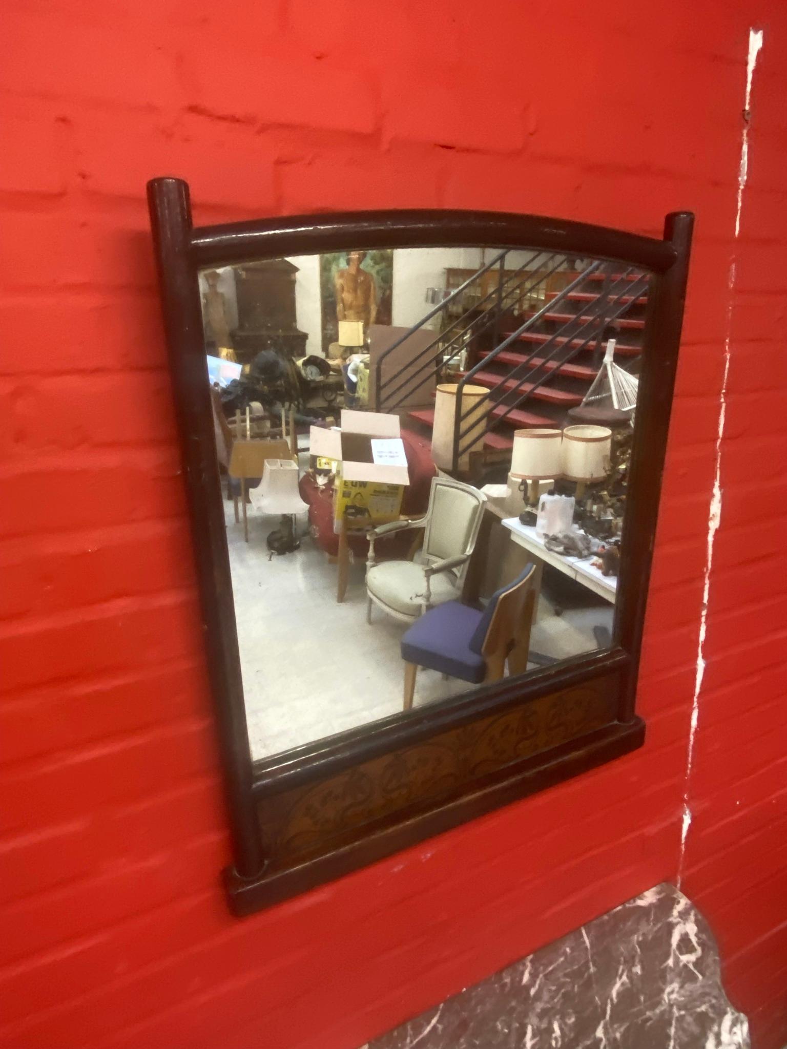 Viennese Secession mirror circa 1900
bent wood, pyrography and mirror
Thonet style.