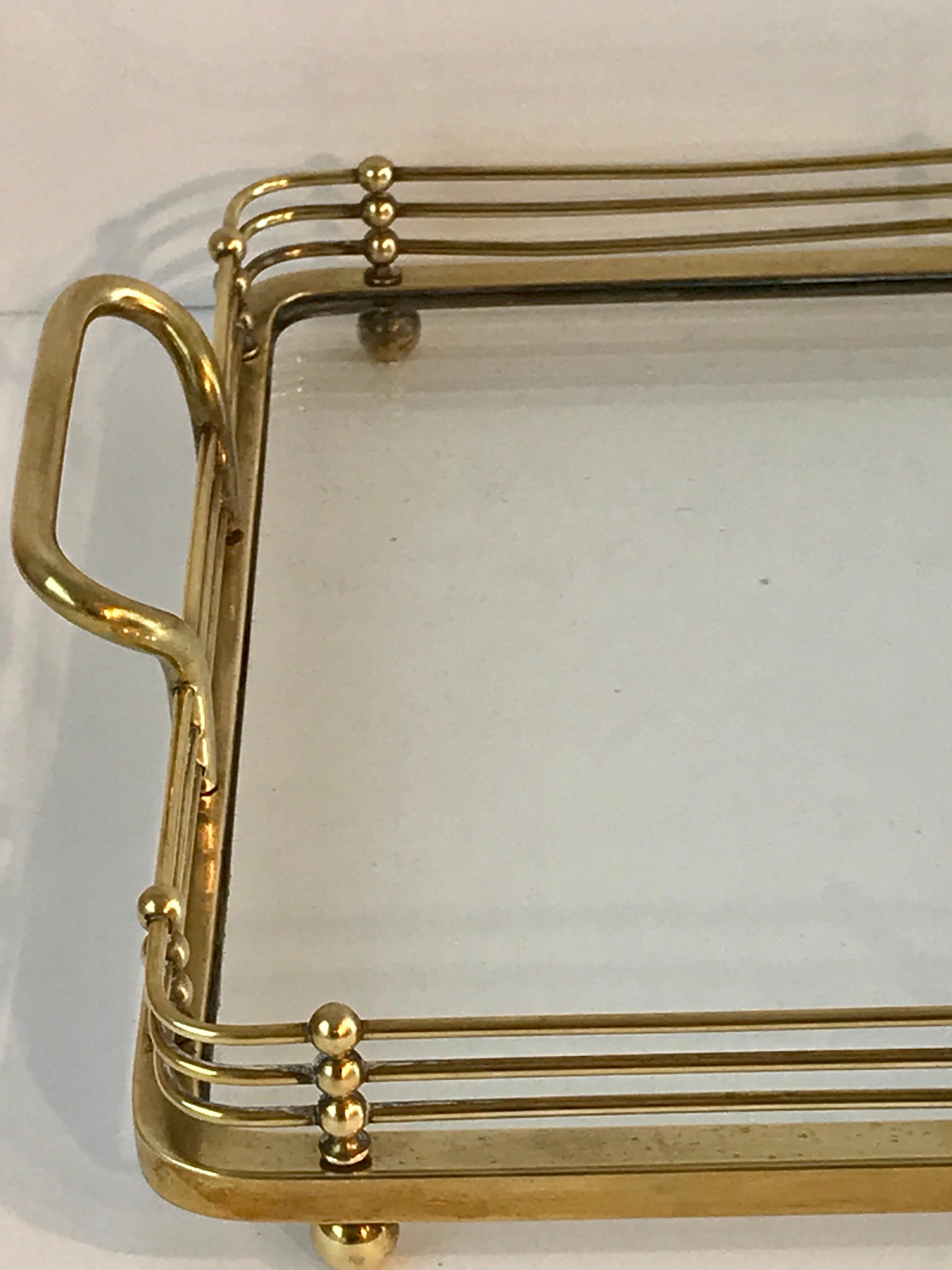 Vienna Secession Viennese Secessionist Brass and Glass Gallery Tray