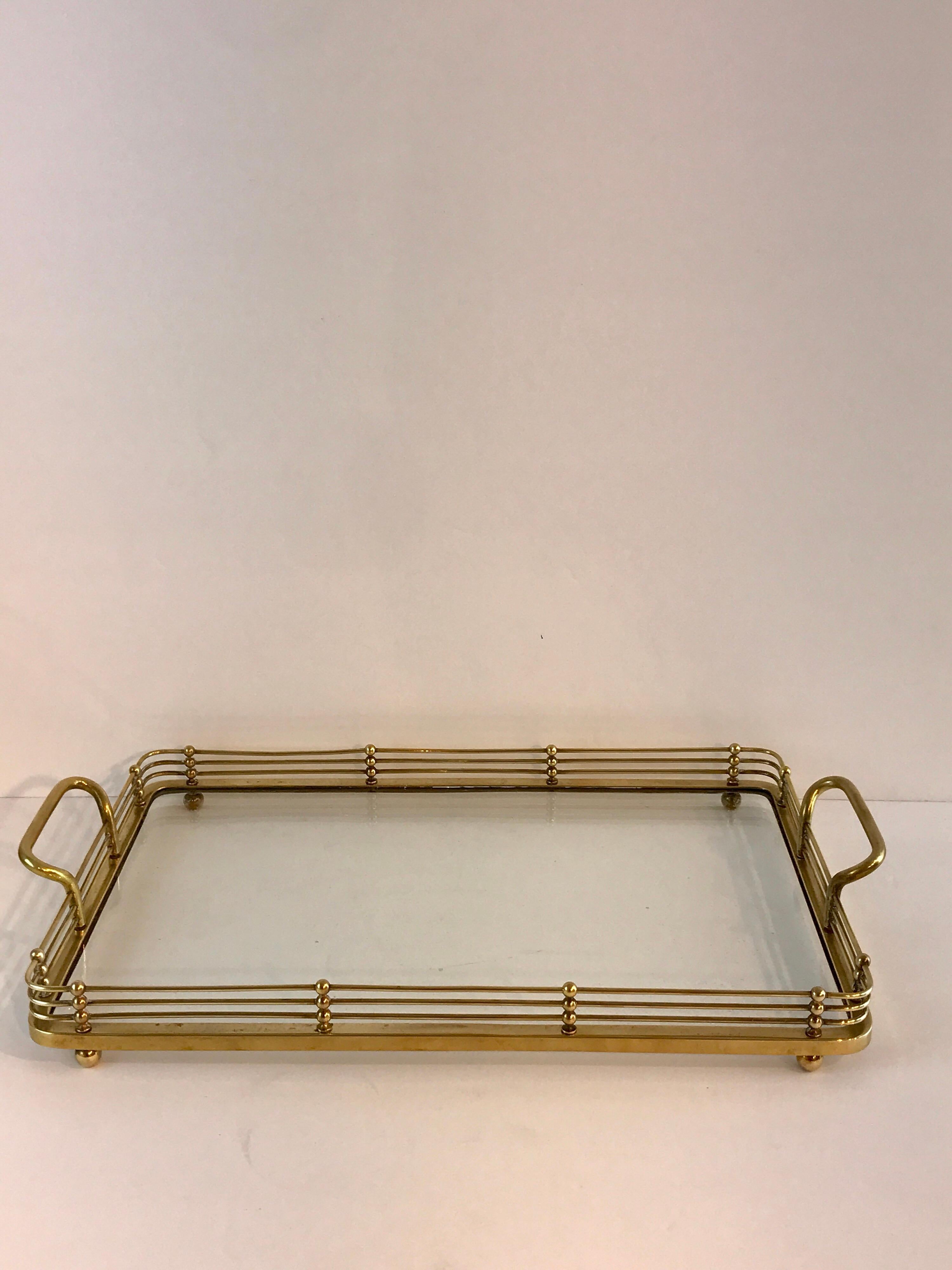 Viennese Secessionist Brass and Glass Gallery Tray In Good Condition In West Palm Beach, FL