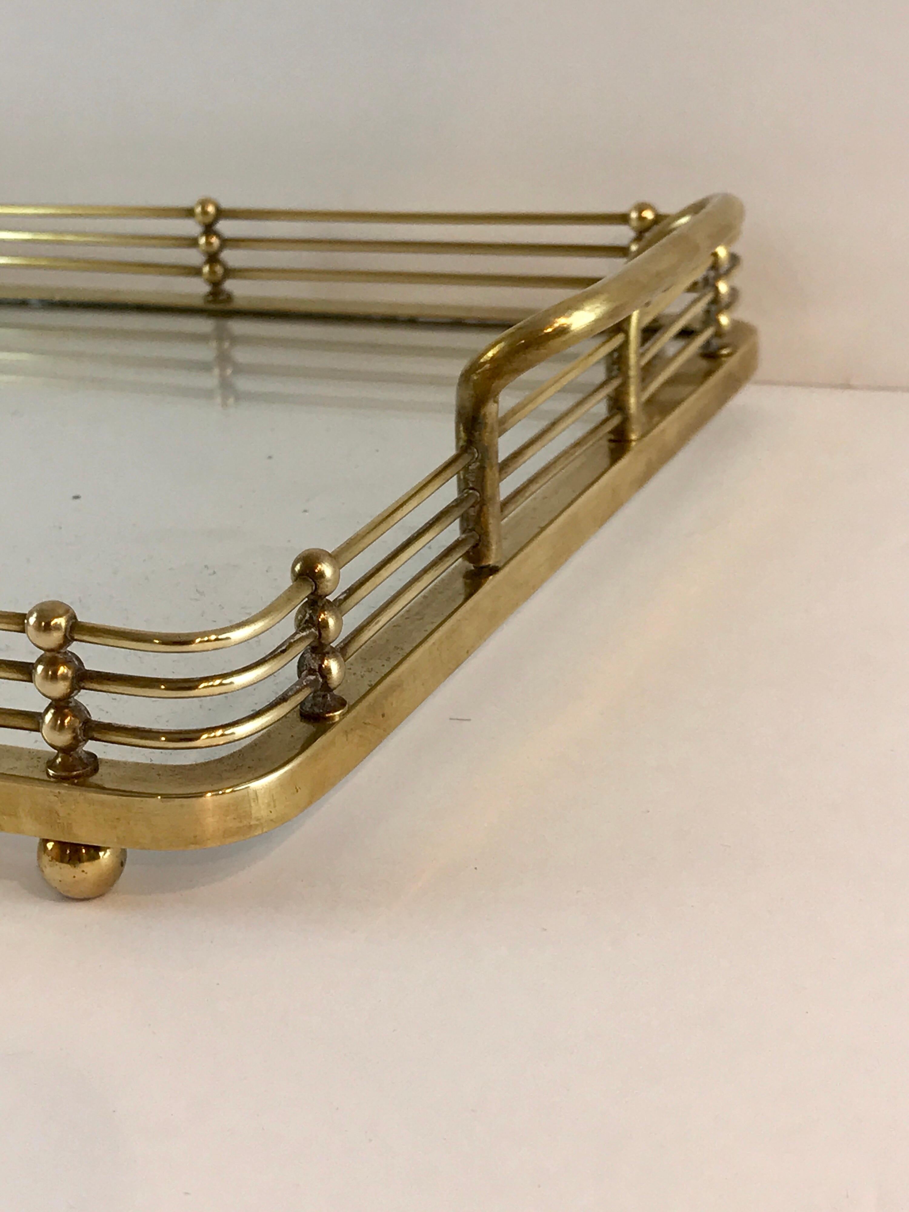 Viennese Secessionist Brass and Glass Gallery Tray 1
