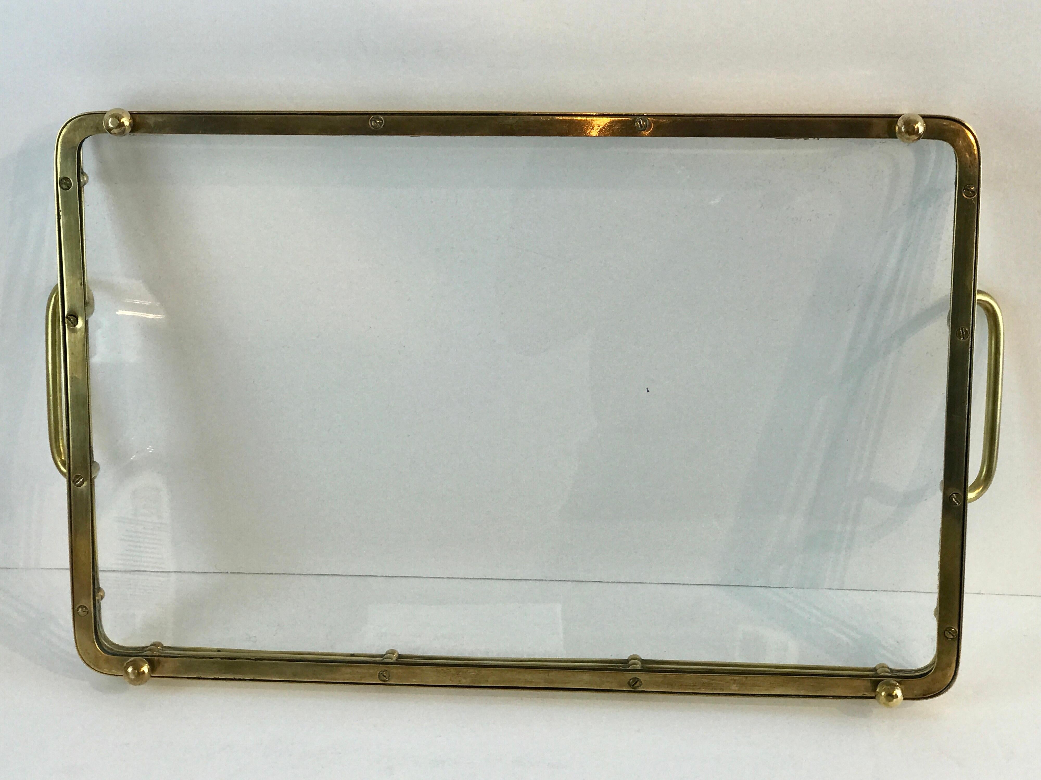 Viennese Secessionist Brass and Glass Gallery Tray 2