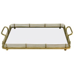 Viennese Secessionist Brass and Glass Gallery Tray