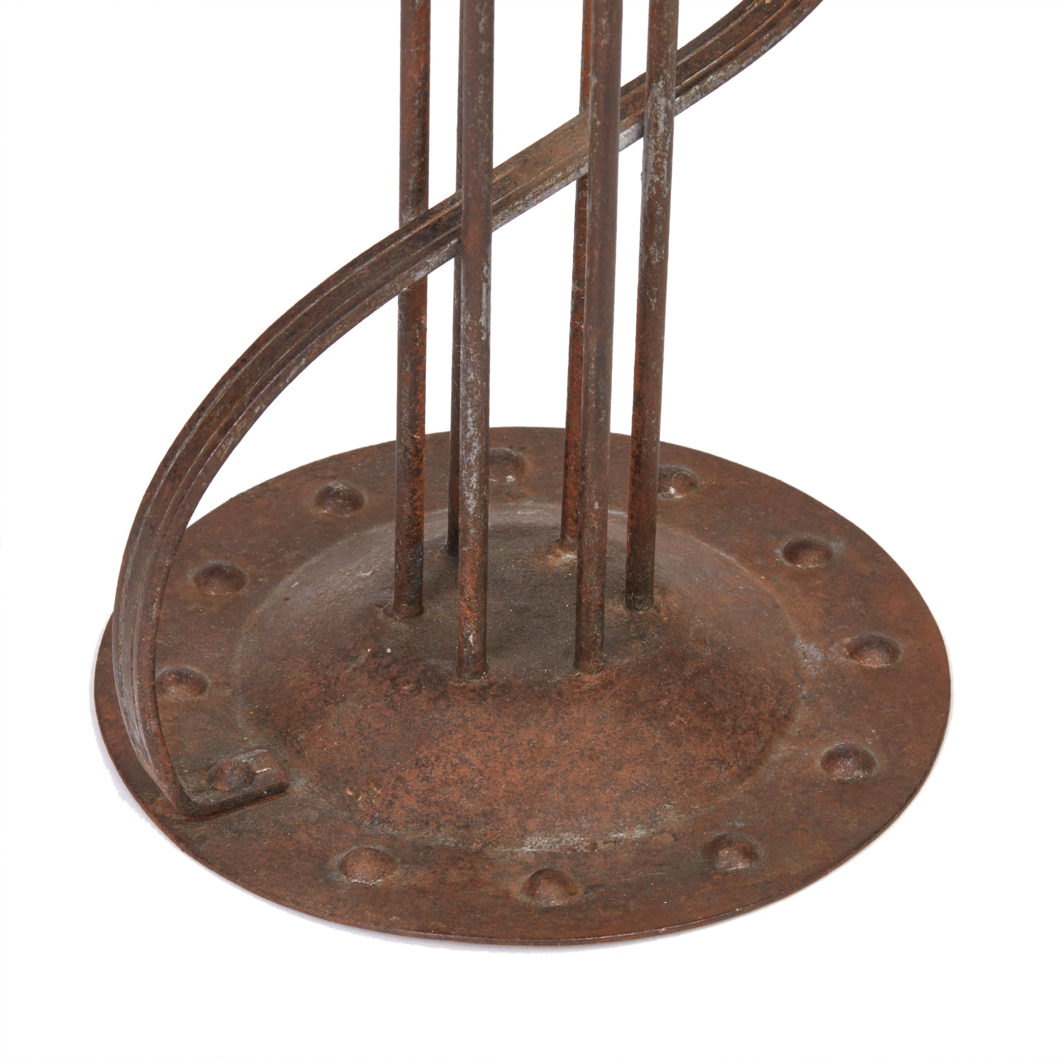 Hand-Crafted Viennese Secessionist Hugo Berger Industrial Art Iron Candlestick, circa 1900