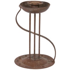 Viennese Secessionist Hugo Berger Industrial Art Iron Candlestick, circa 1900