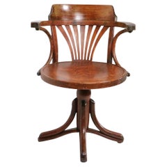 Silla de escritorio giratoria de madera curvada de estilo secesionista vienés att. a Thonet