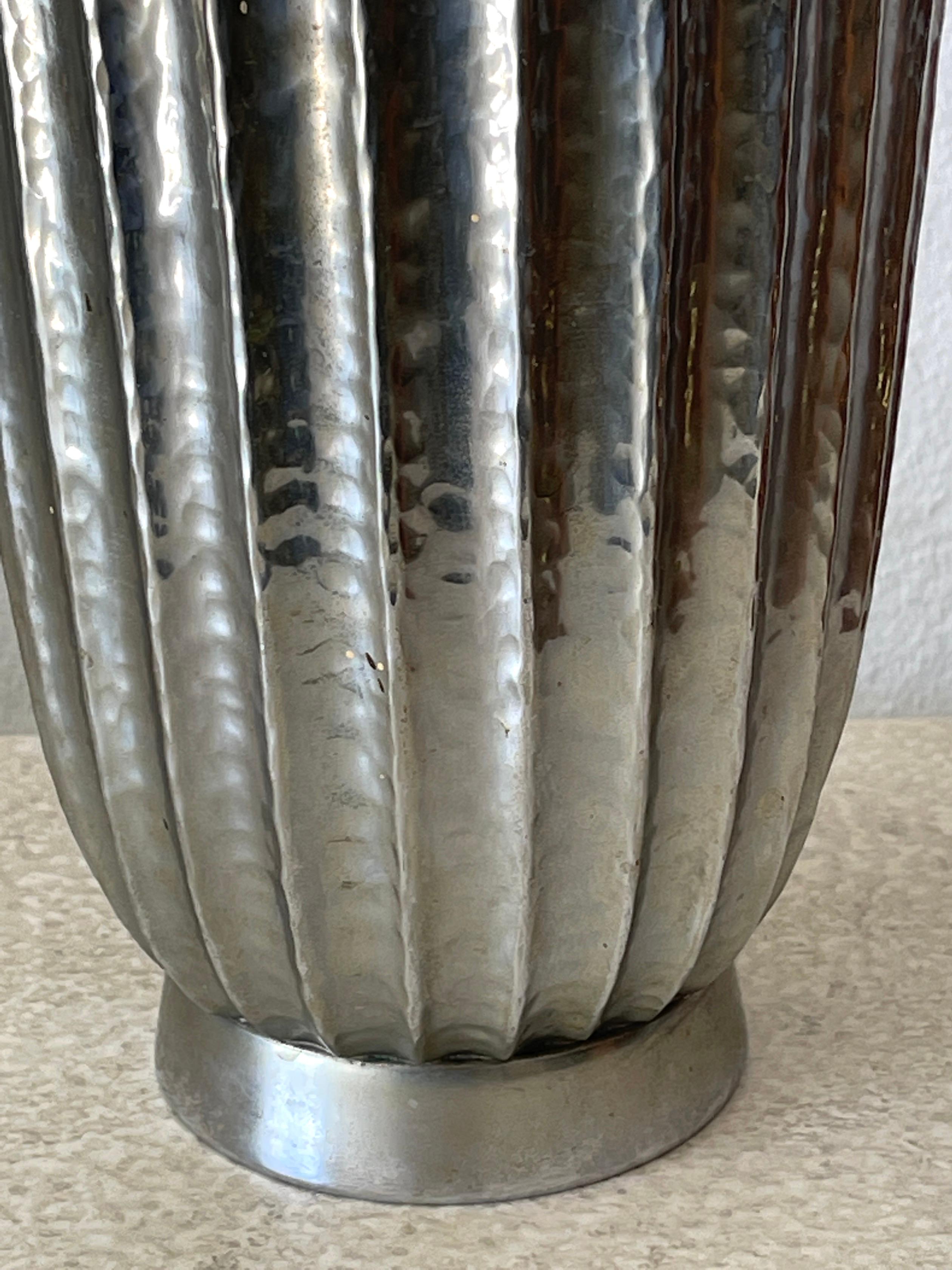 Nickel Viennese Secessionist Style Fluted Vase