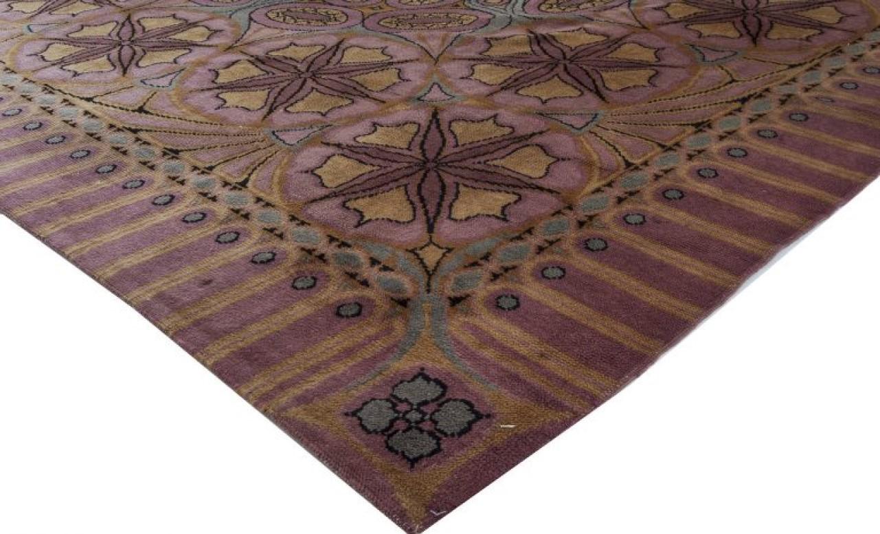 Hand-Knotted Doris Leslie Blau Collection Viennese Secessionist Floral Hand Knotted Wool Rug